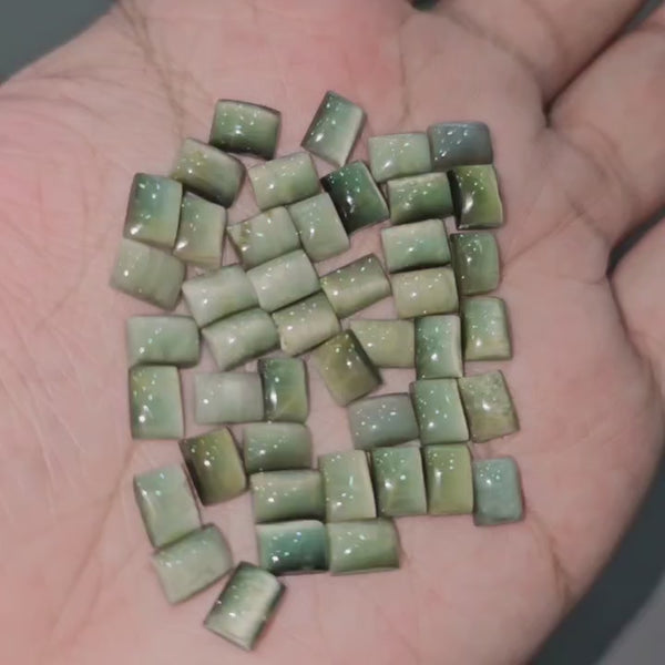 35 Pcs Cats eye Natural Chroprhase | 7x5mm Rectangles