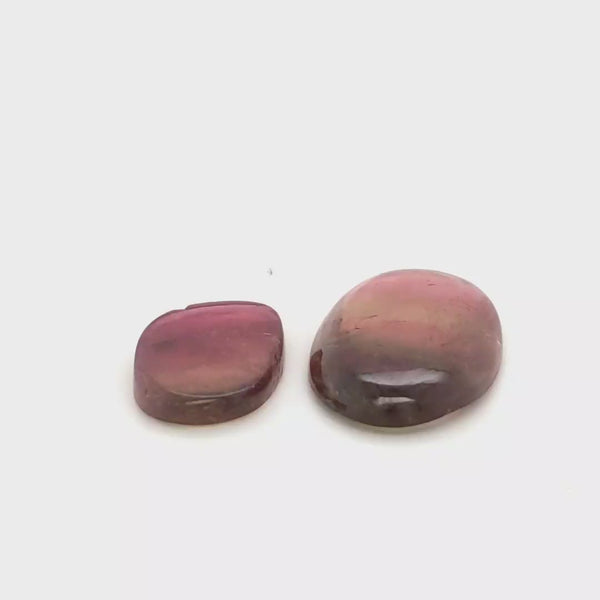 2 Pics Of Natural Watermelon Tourmaline Slice Mix Shape | Size:23-34mm | With Certificate