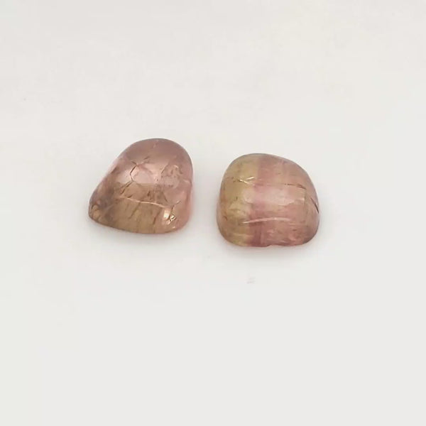 2 Pics Of Natural Watermelon Tourmaline Slice | Size:10x9mm | With Certificate