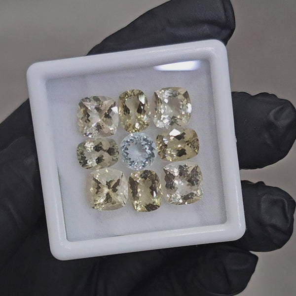 9 Pcs Natural Aquamarine Green Beryl and heliodor Faceted unheated | Shape: Mix| Size: 6-8mm