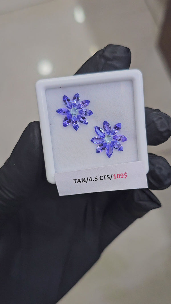 20 Pcs Natural Tanzanite & Aquamarine Faceted | Shape: Marquise & Round | Size: 3-6mm
