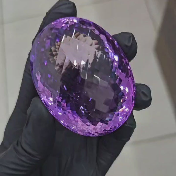 663 Cts | Natural Big Size Jumbos Lavender Amethyst Checker Cut | Oval Shape | 65x49mm