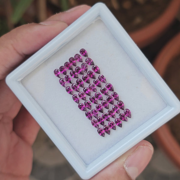 30 Pcs Natural Pink Rhodolite Garnet : Pear Shape
