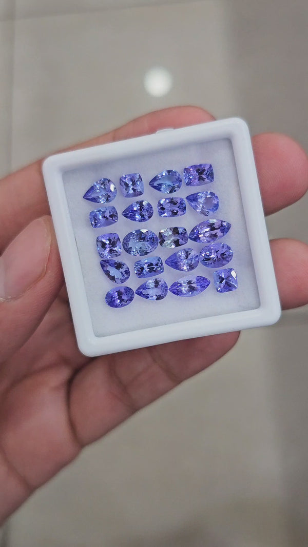 20 Pcs Natural Tanzanite Faceted  | Mix | Size: 4-8mm