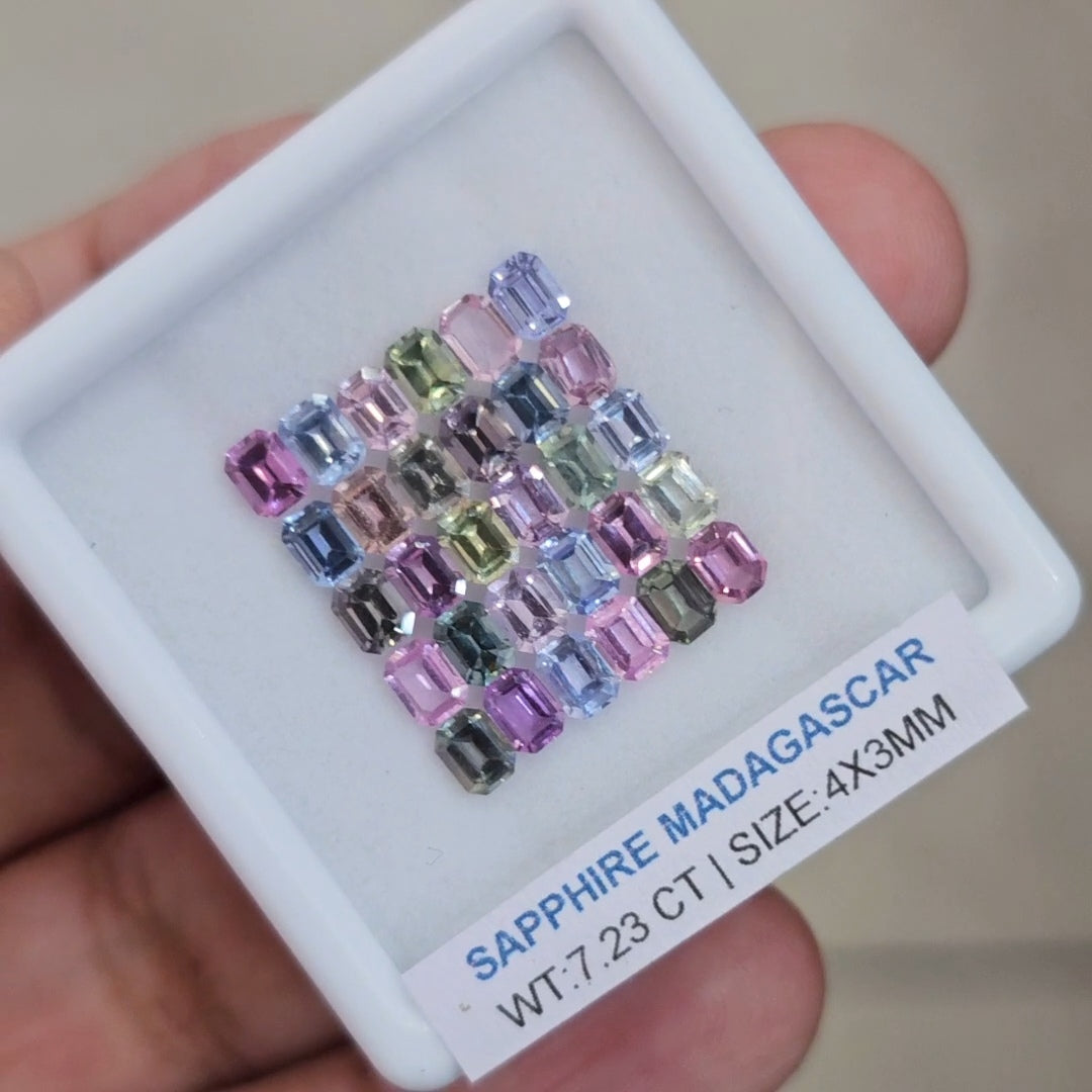 Box Of Natural Madagascar Unheated Sapphire | 4x3mm | Rectangle