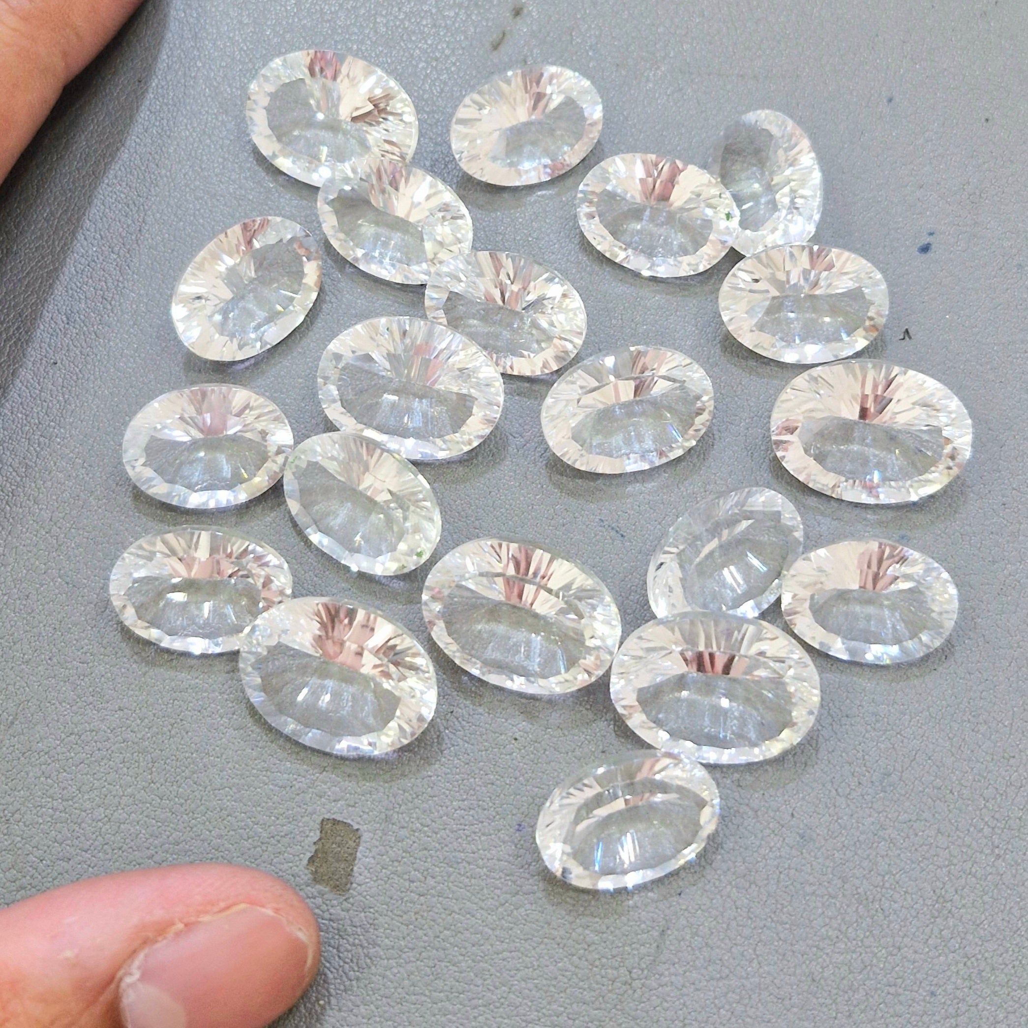 Natural Clear Quartz Concave Gemstone Oval Shape | Size: 18-20mm