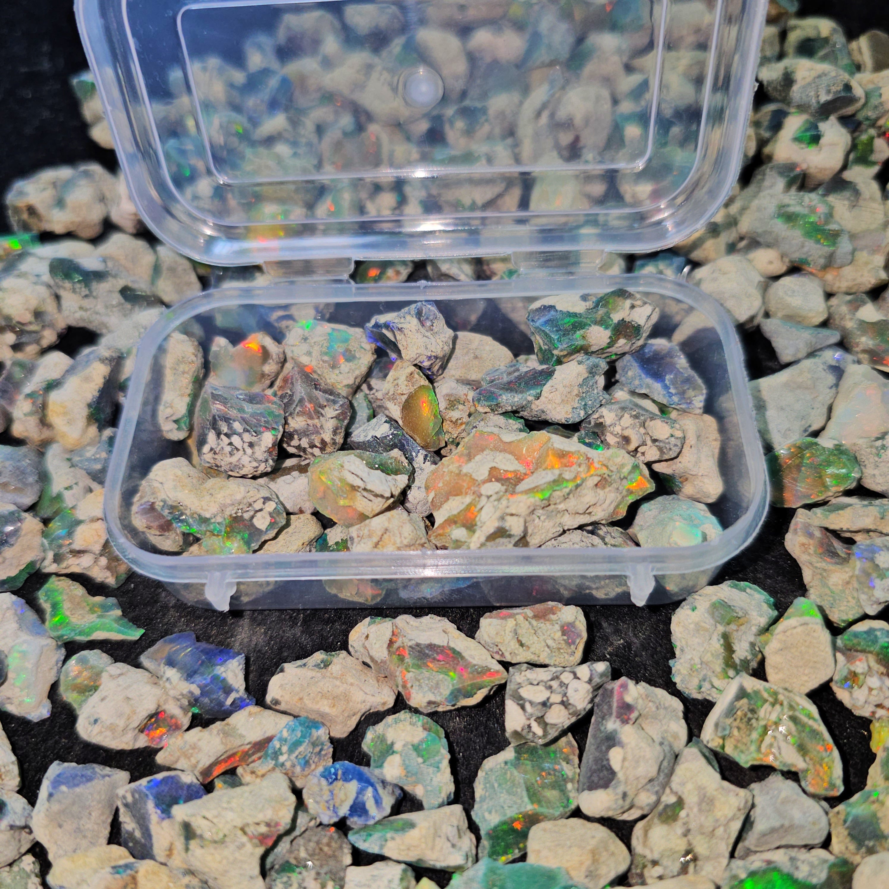 200 Carats Black Opal Rough Lot | 10–25mm | Precious Fire Play Rough Stones - The LabradoriteKing