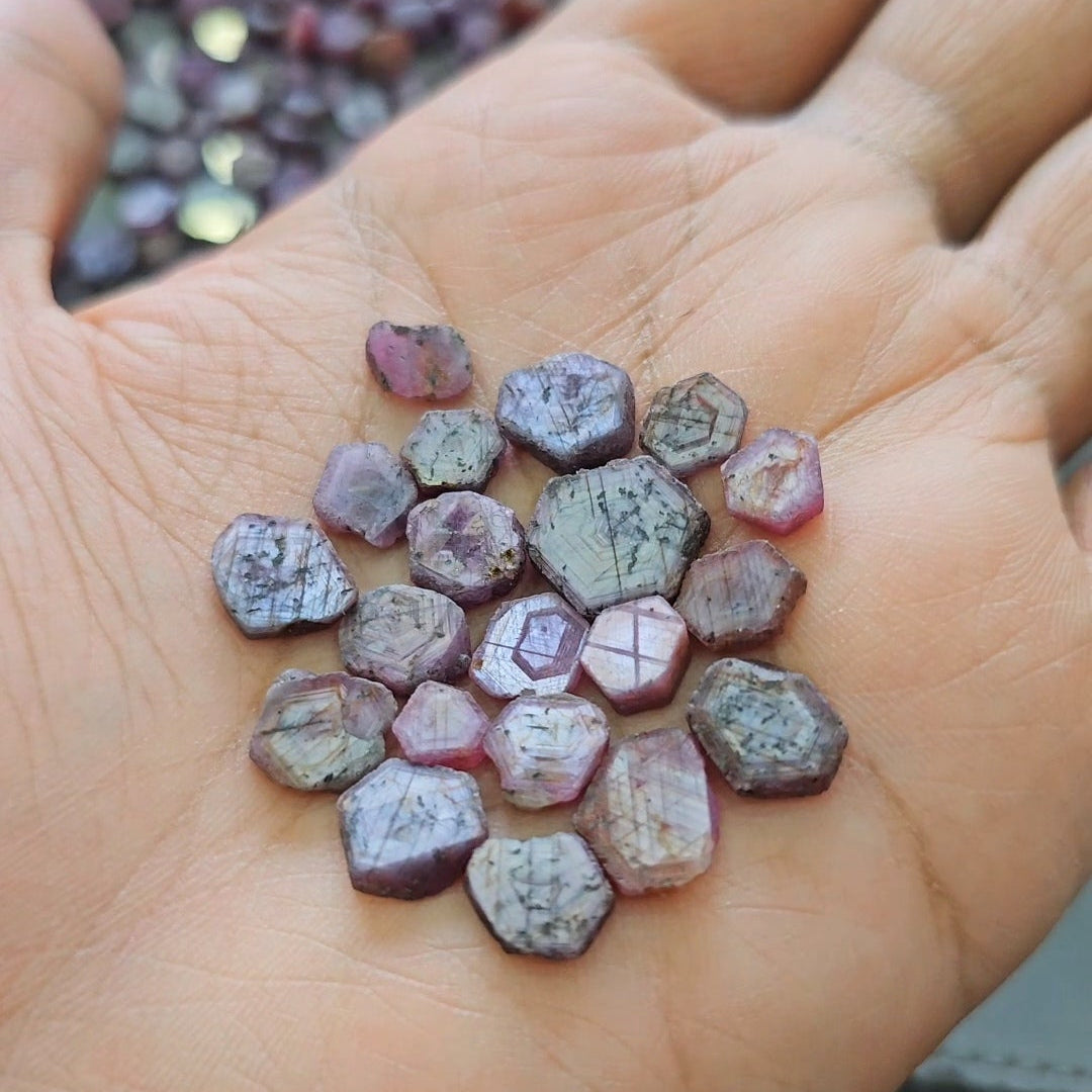 100 Carats Natural Trapiche Sheen Ruby Lot | 60–70 Pcs | 5mm–13mm | Rare Pattern Gemstones - The LabradoriteKing