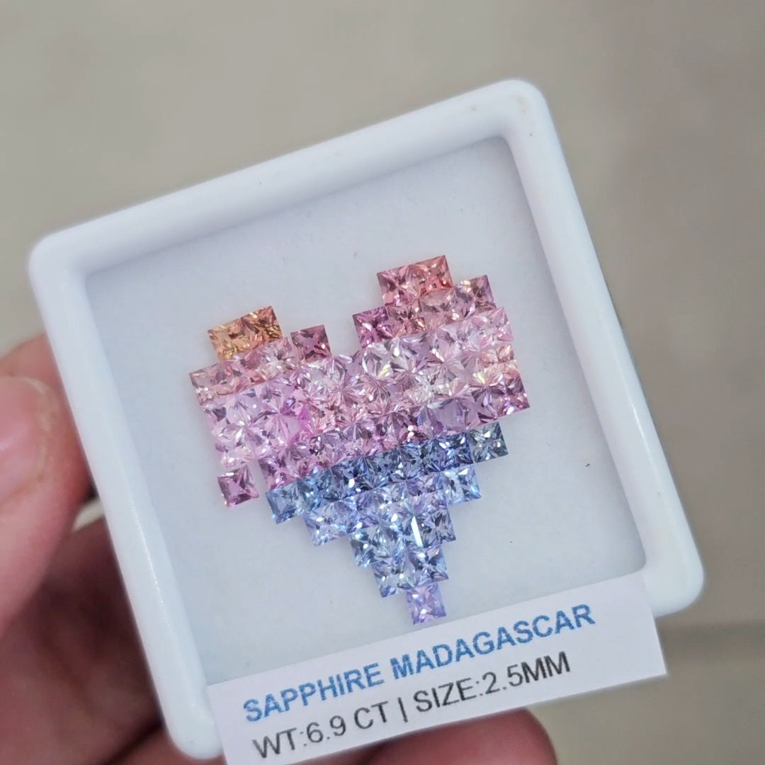 Box Of Natural Madagascar Unheated Sapphire | 2.5mm | Square