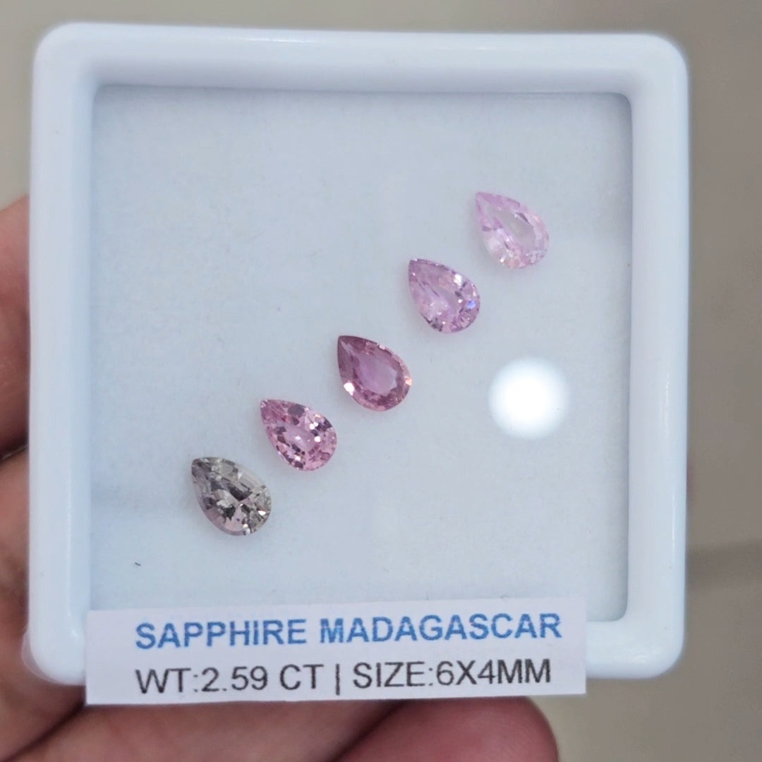 Box Of Natural Madagascar Unheated Sapphire | 6x4mm | Pear