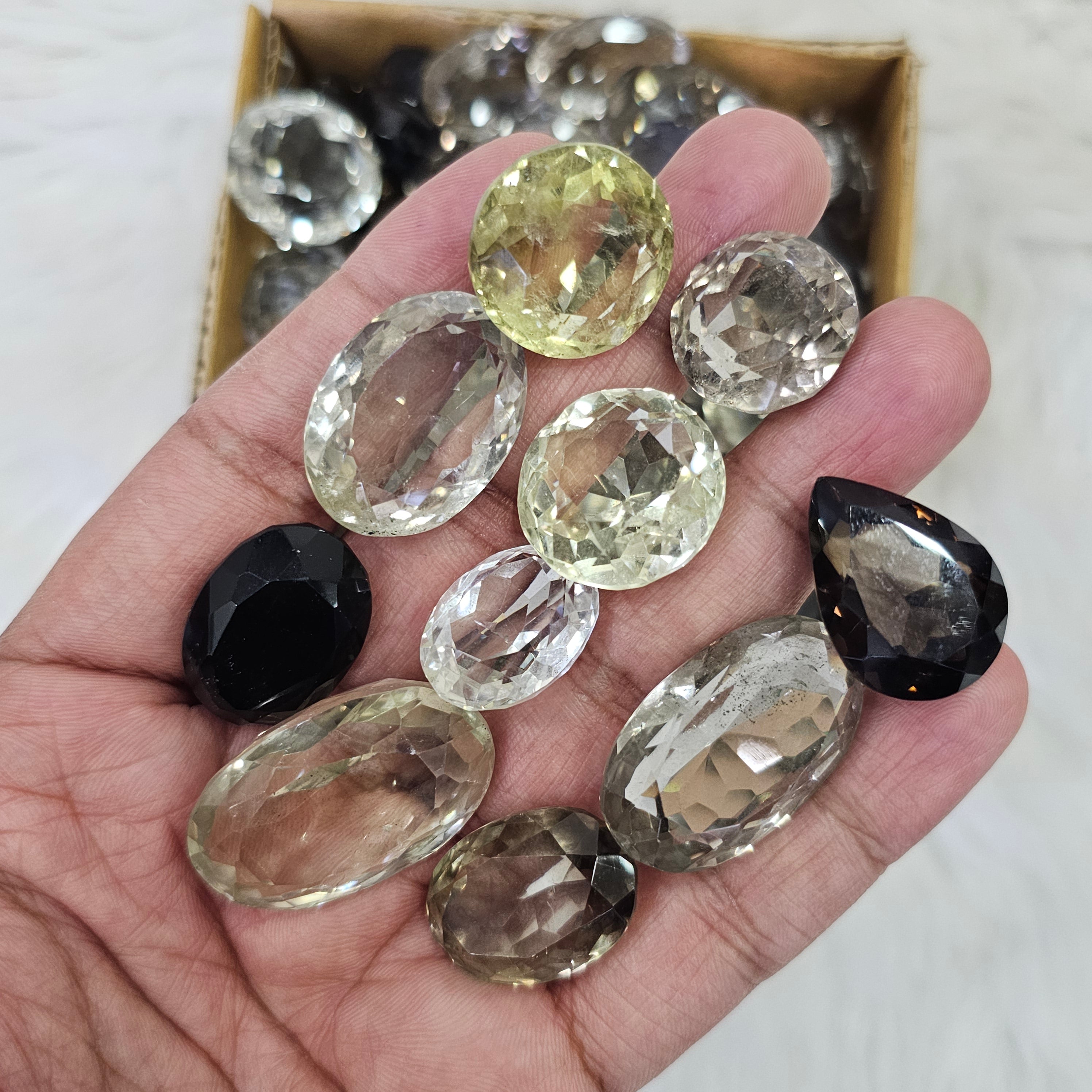 1000 Carats of Brazilian Faceted Quartz | 20-25 Pcs | 18 -30mm - The LabradoriteKing