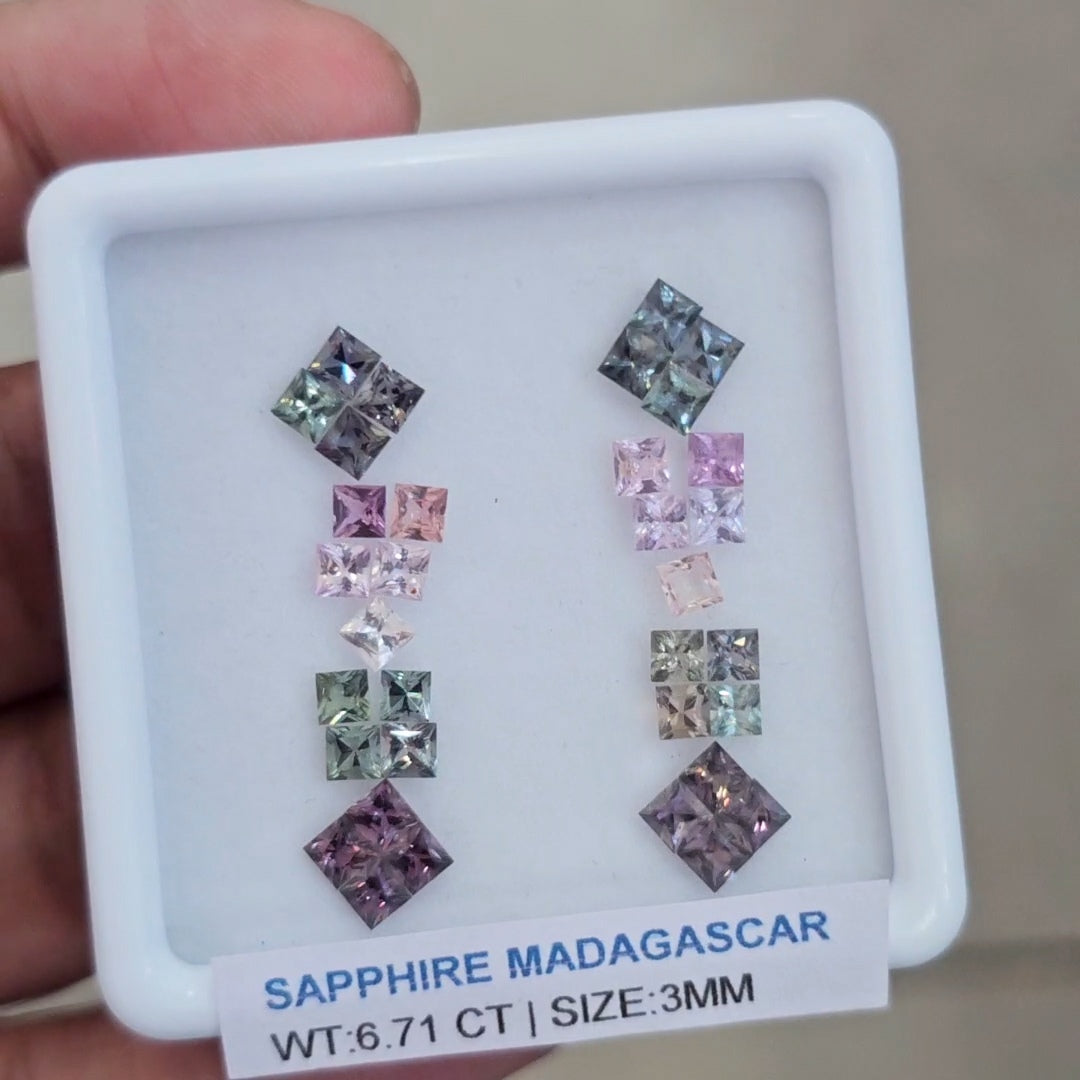 Box Of Natural Madagascar Unheated Sapphire | 3mm | Square