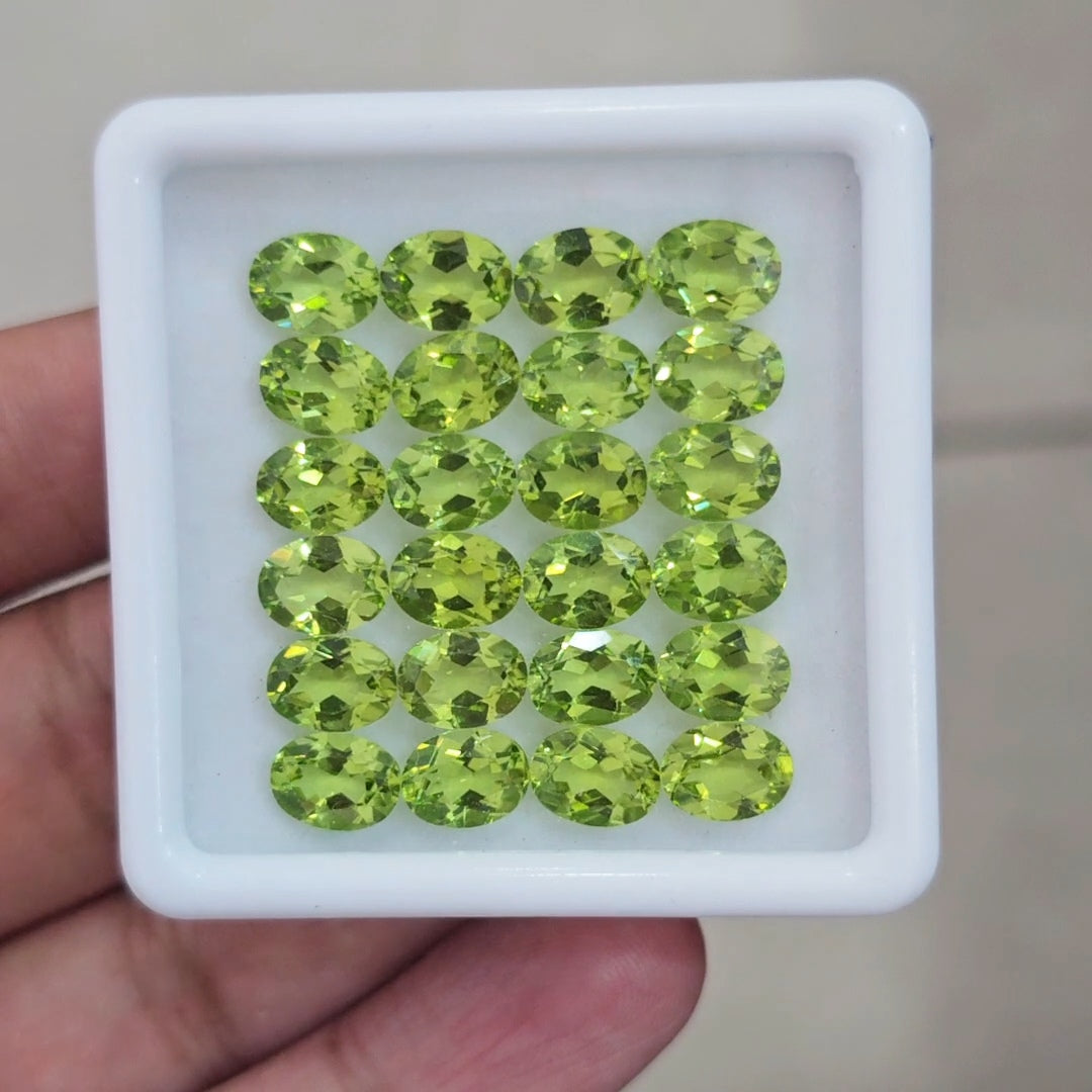 24 Pcs of Natural Peridot Faceted | Oval | Size: 8x6mm