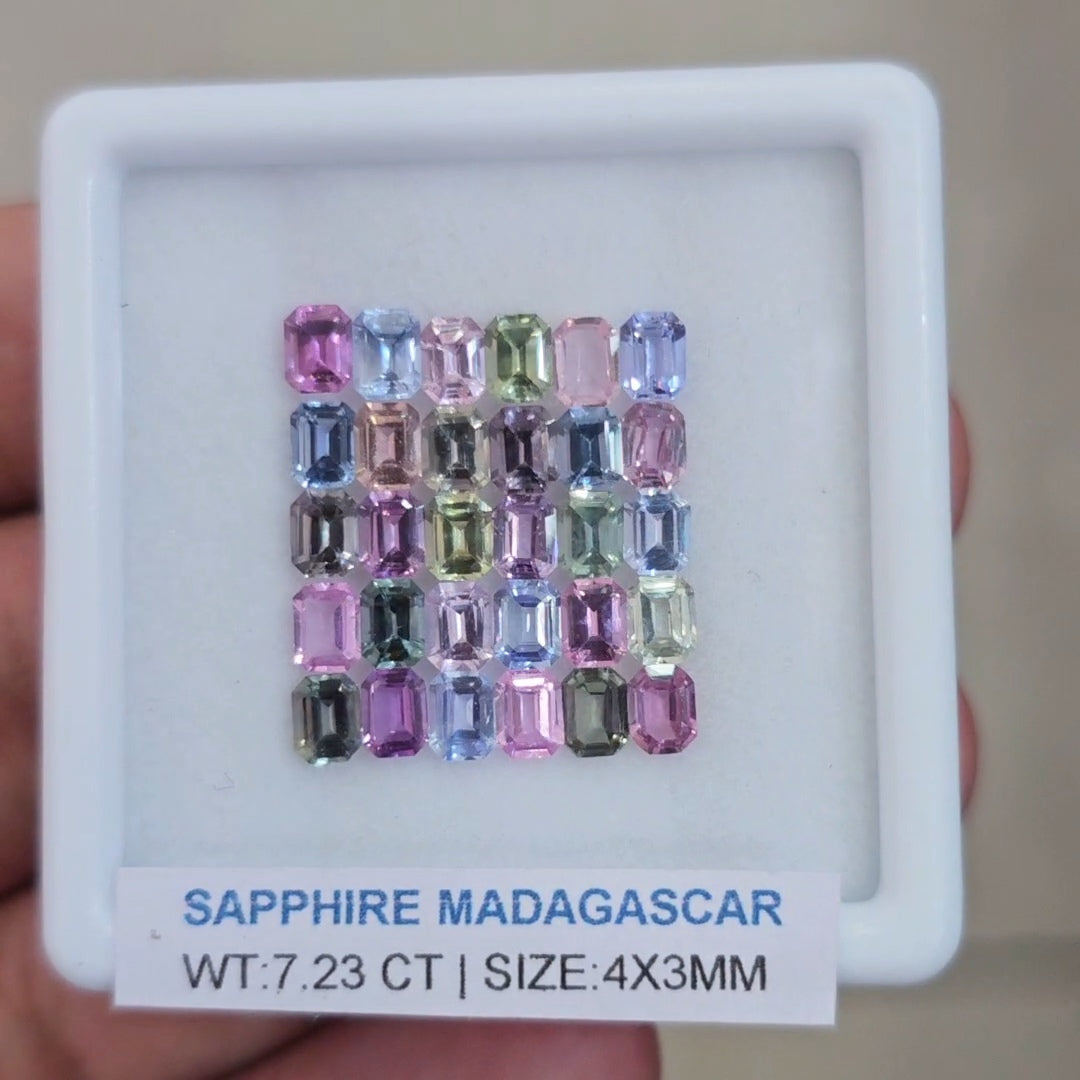 Box Of Natural Madagascar Unheated Sapphire | 4x3mm | Rectangle
