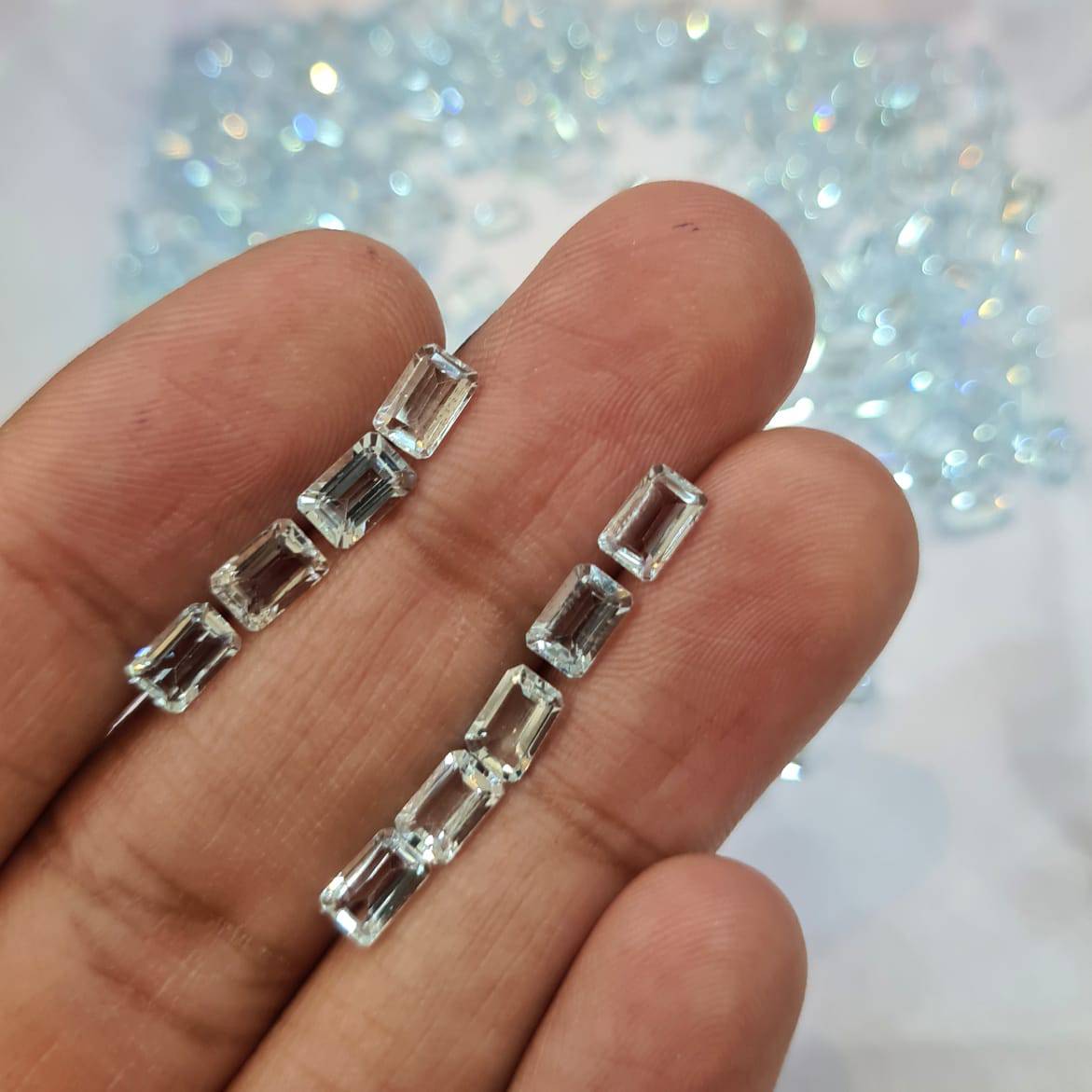 10 Pcs Natural Aquamarine Calibrated Rectangle Emerald Cut | Faceted Flawless - The LabradoriteKing