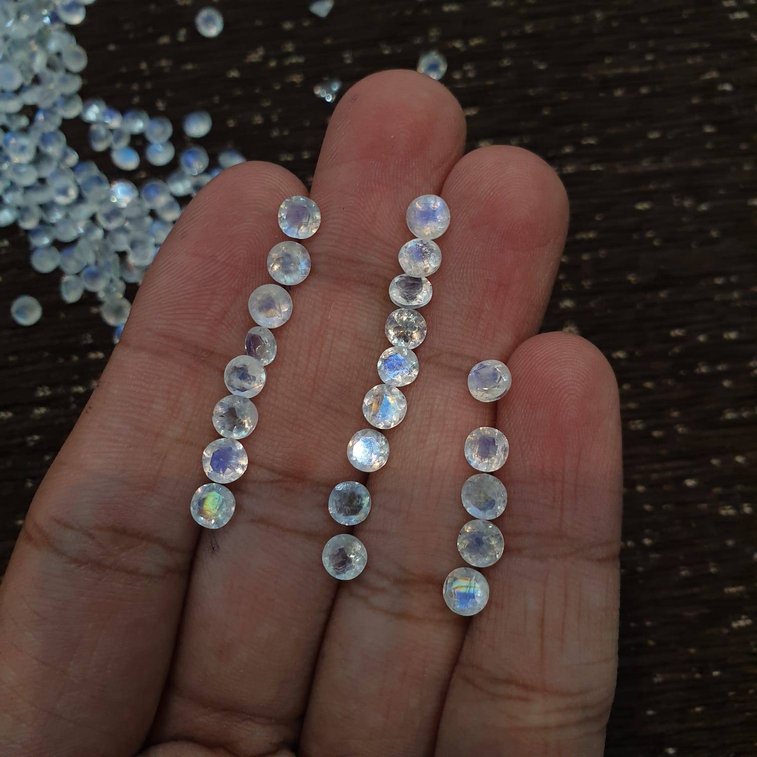 12 Pcs Moonstone 6mm Round Lot Untreated Faceted - The LabradoriteKing