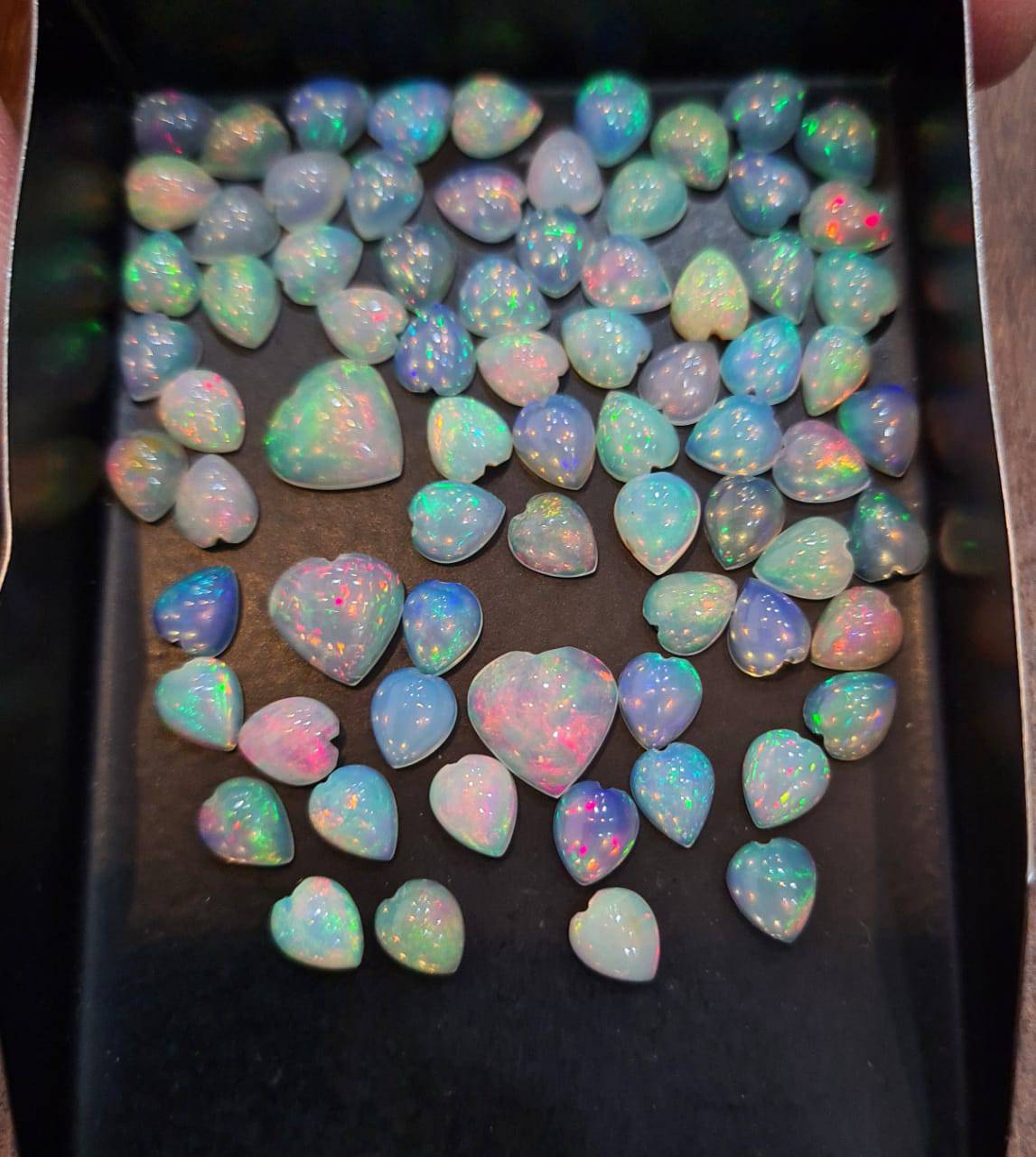 12 Pcs Natural Opal Heart 5-8mm Size | Flat Back Cabochons - The LabradoriteKing