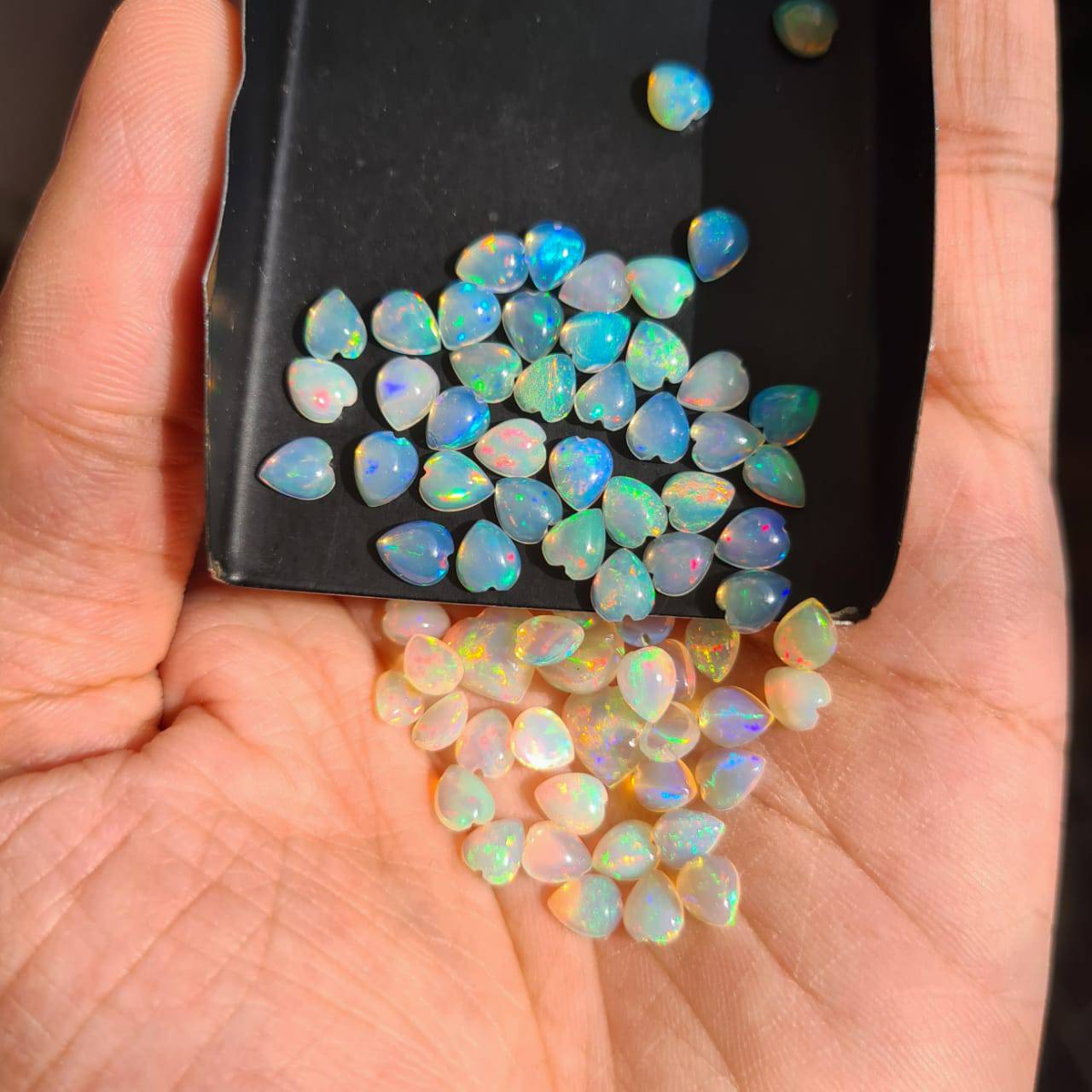 12 Pcs Natural Opal Heart 5-8mm Size | Flat Back Cabochons - The LabradoriteKing