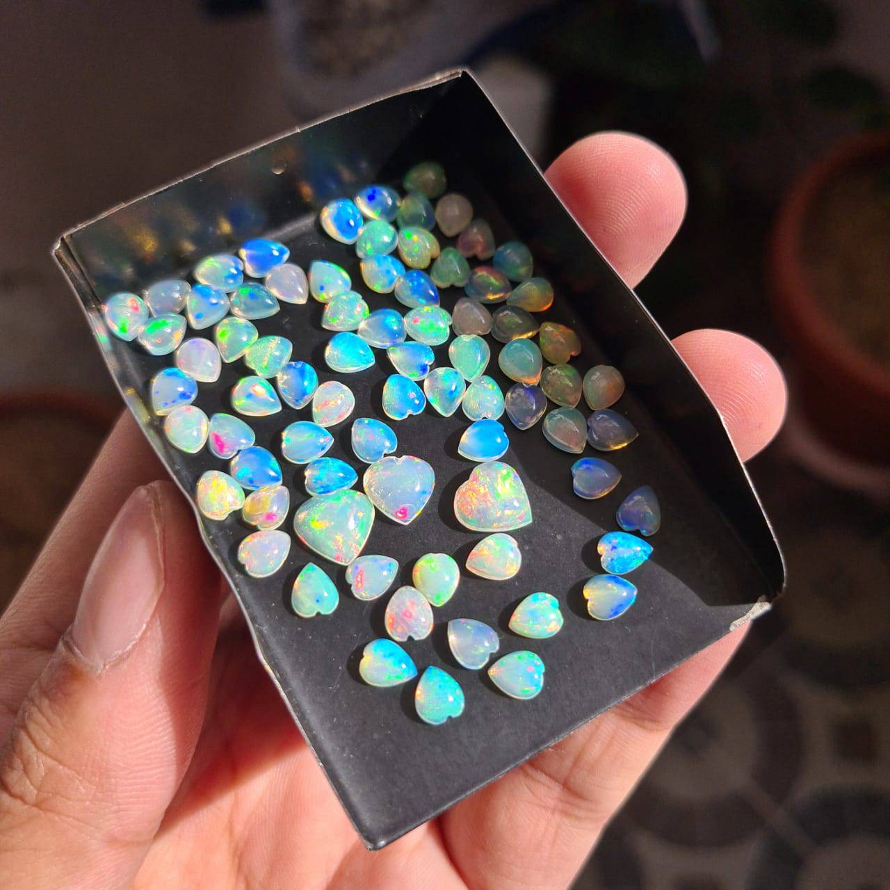 12 Pcs Natural Opal Heart 5-8mm Size | Flat Back Cabochons - The LabradoriteKing