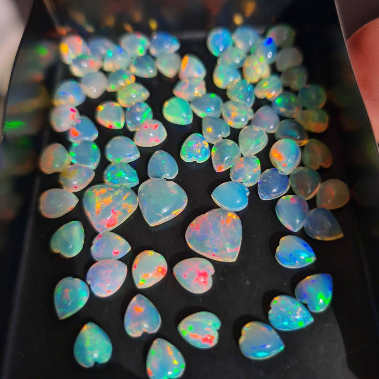 12 Pcs Natural Opal Heart 5-8mm Size | Flat Back Cabochons - The LabradoriteKing