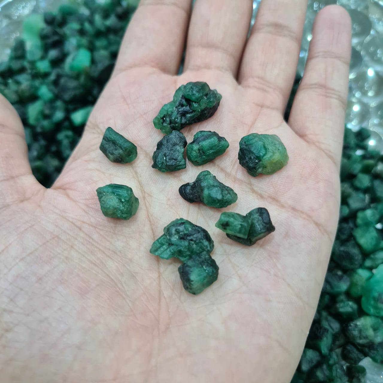 12 Pcs Zambian Emerald Raw Crystal rough | Untreated 10-18mm - The LabradoriteKing