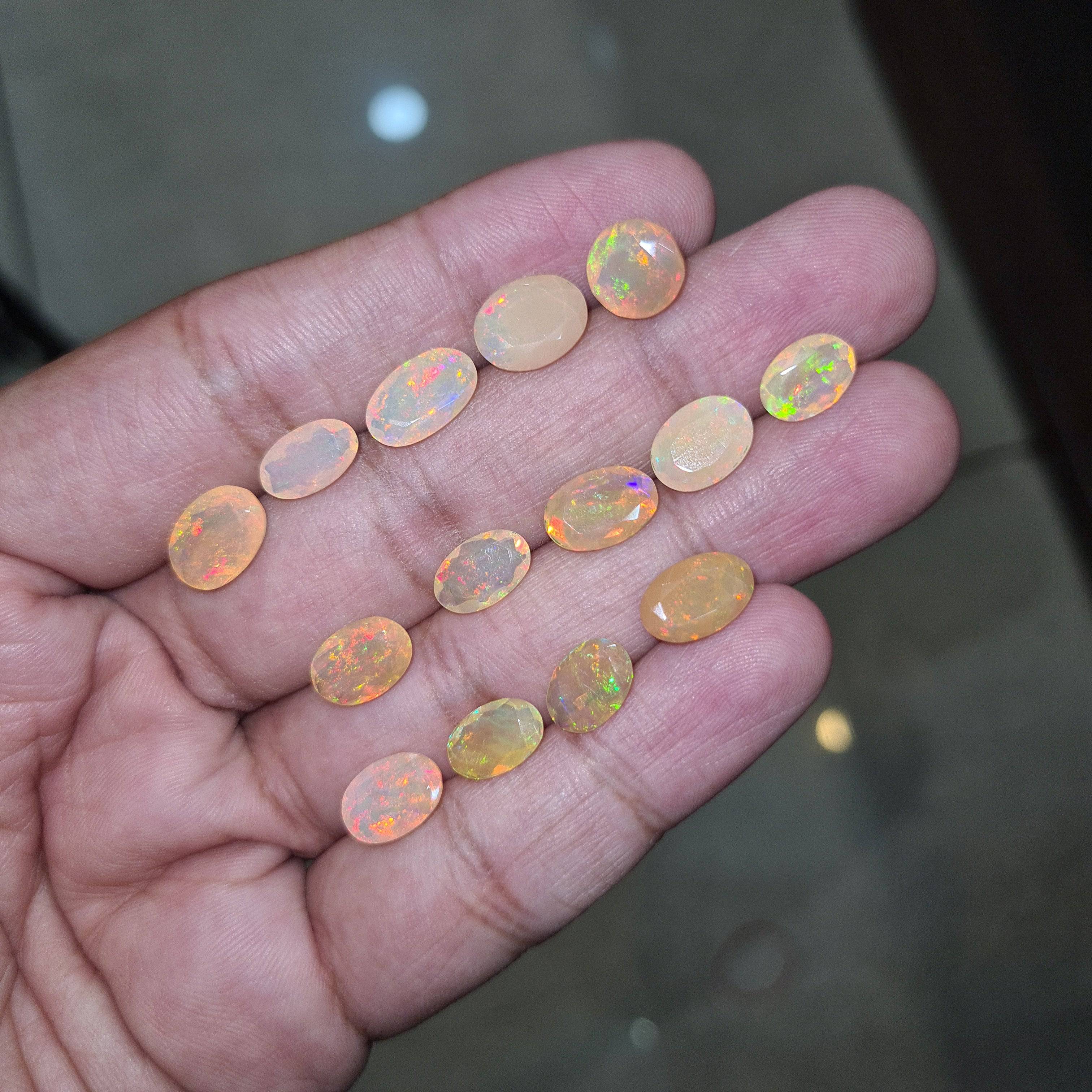 14 Pcs Natural Opal Faceted Gemstone | Size: 9-11mm, Mix Shape  | - The LabradoriteKing