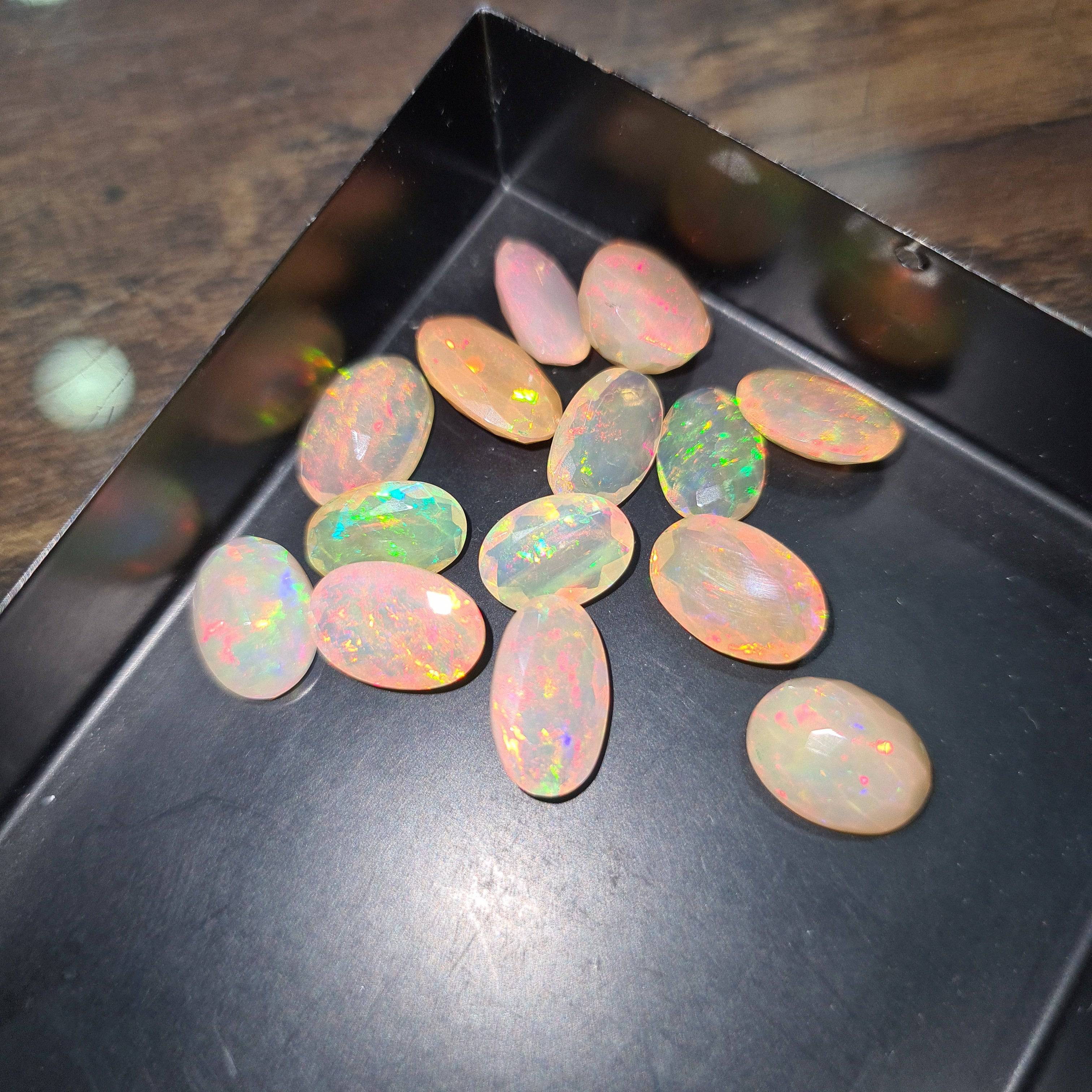 14 Pcs Natural Opal Faceted Gemstone | Size: 9-11mm, Mix Shape  | - The LabradoriteKing