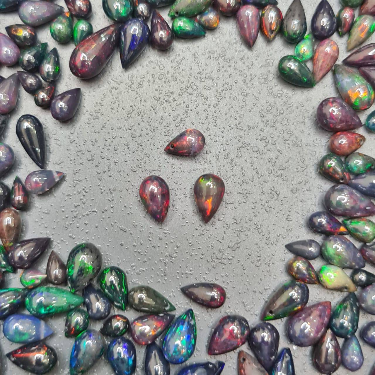 15 Pcs Black Opal Drops | Top Drilled | High Quality Ethiopian Mined - The LabradoriteKing