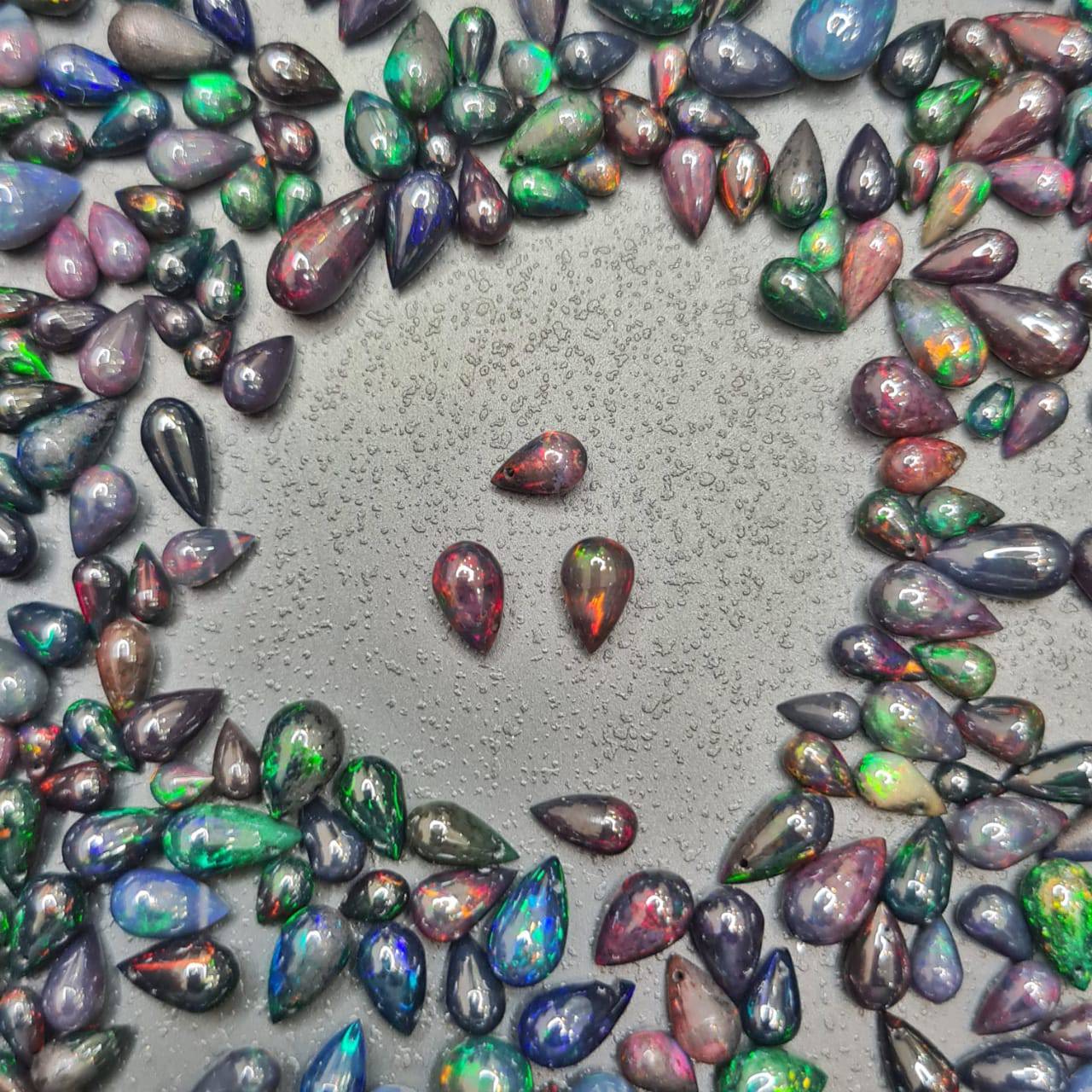 15 Pcs Black Opal Drops | Top Drilled | High Quality Ethiopian Mined - The LabradoriteKing