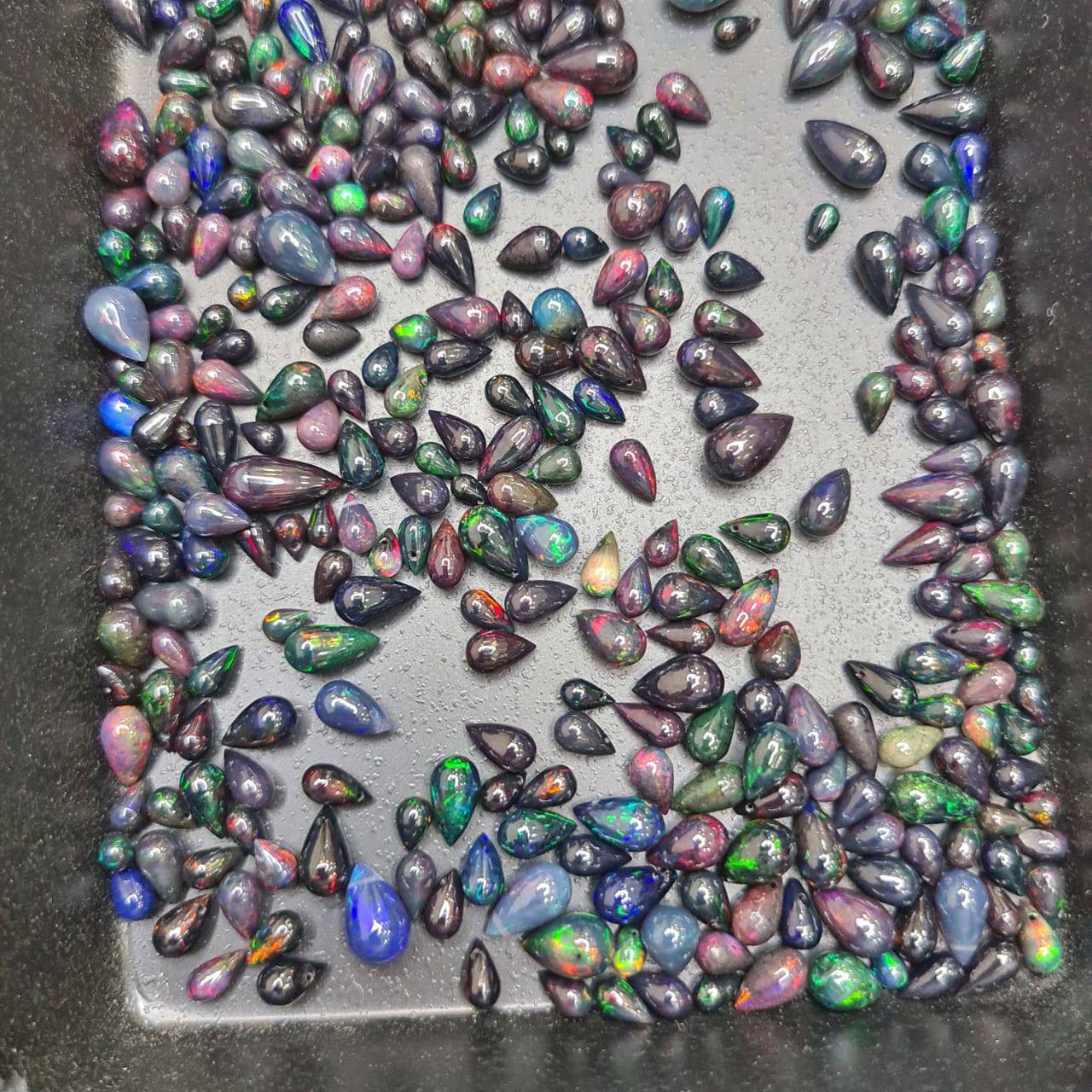 15 Pcs Black Opal Drops | Top Drilled | High Quality Ethiopian Mined - The LabradoriteKing