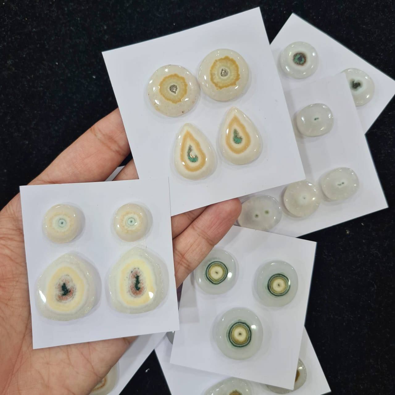 2 Card Sets of Evil Eye Agate Pair cabochons - The LabradoriteKing