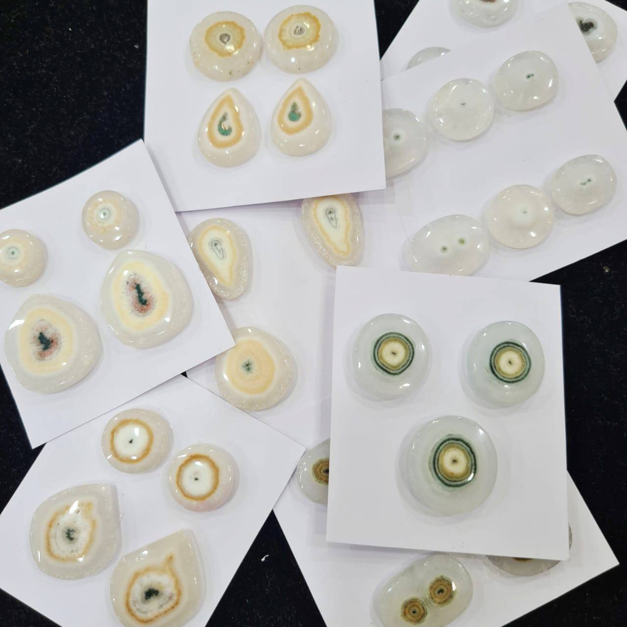 2 Card Sets of Evil Eye Agate Pair cabochons - The LabradoriteKing