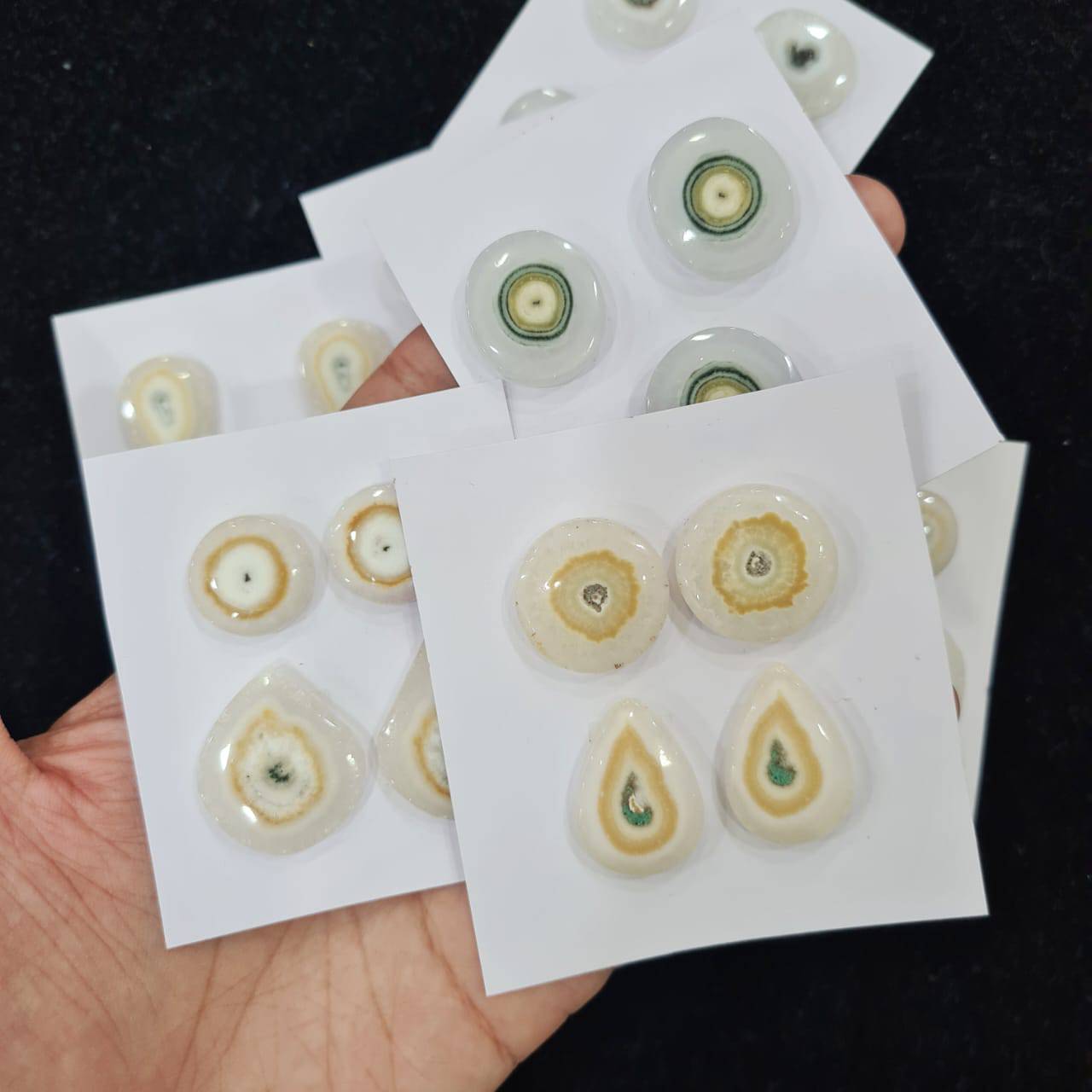 2 Card Sets of Evil Eye Agate Pair cabochons - The LabradoriteKing