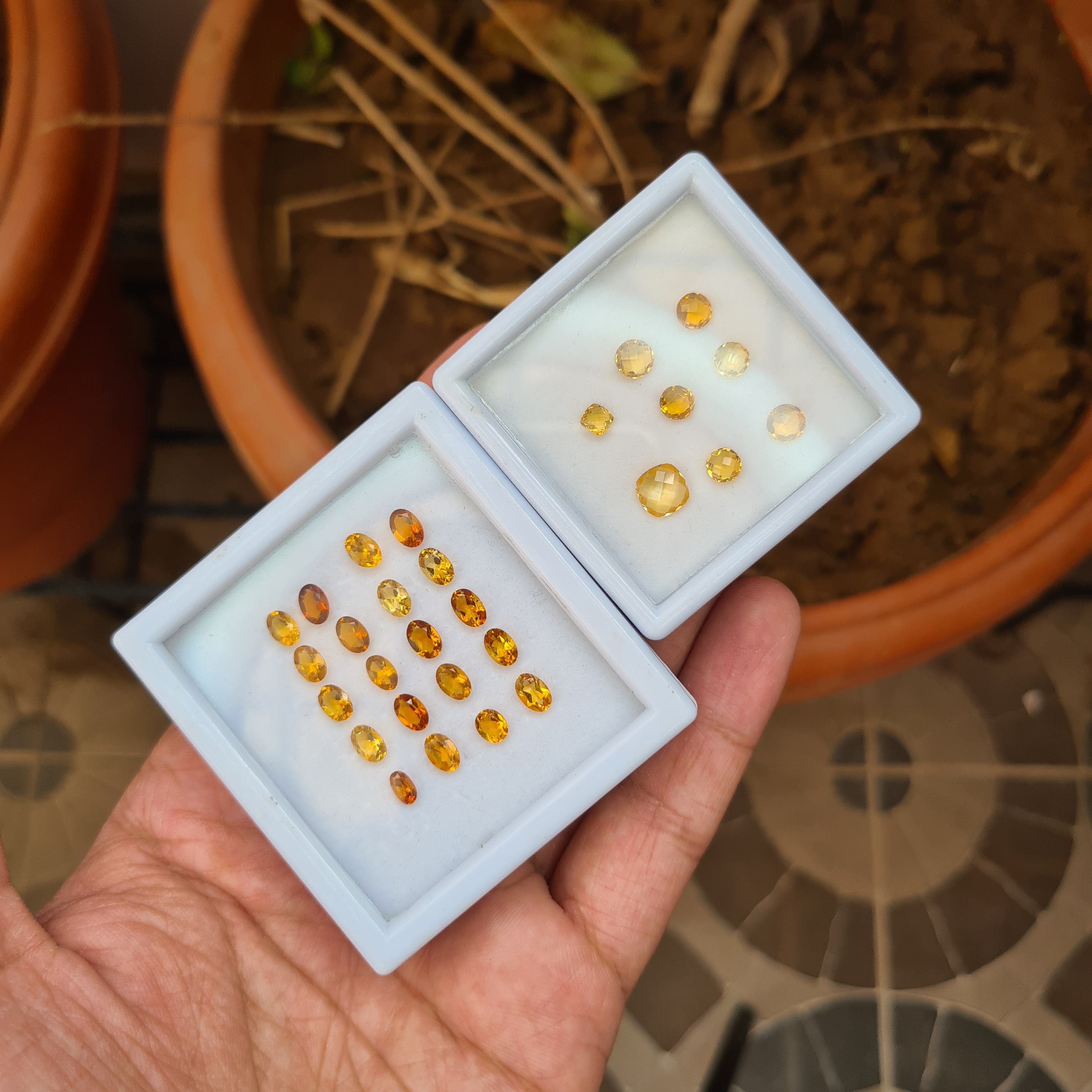 2 Lot's of 28 Pcs Natural Citrine Faceted Gemstone Mix Shape Size 4-7 mm - The LabradoriteKing