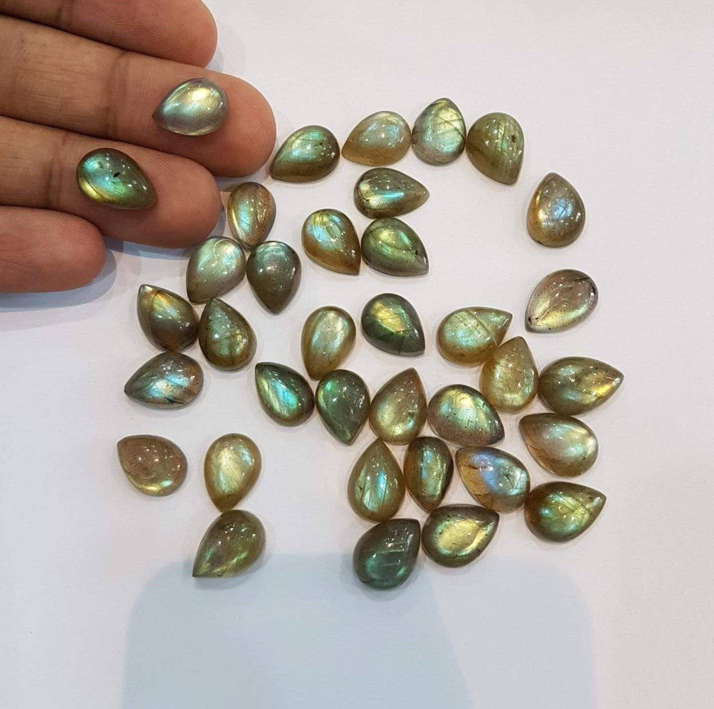 20 Pcs 14x10mm Labradorite Pears TearDrops Cabochon - The LabradoriteKing