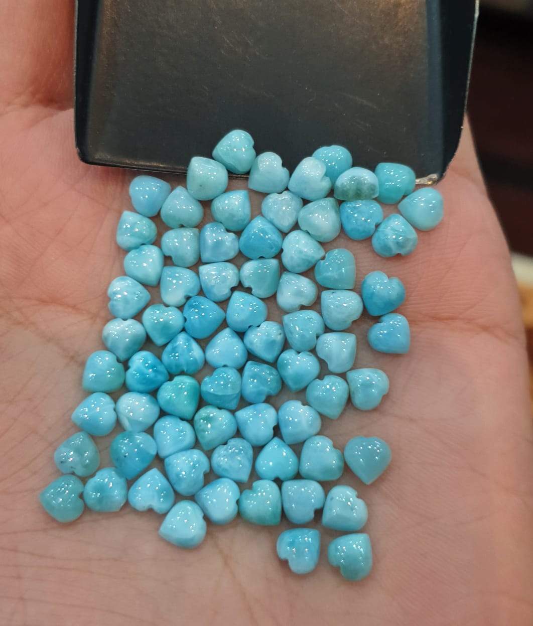 20 Pcs Larimar Heart Shape Flat Backs | 5mm Good Quality Cabochons - The LabradoriteKing