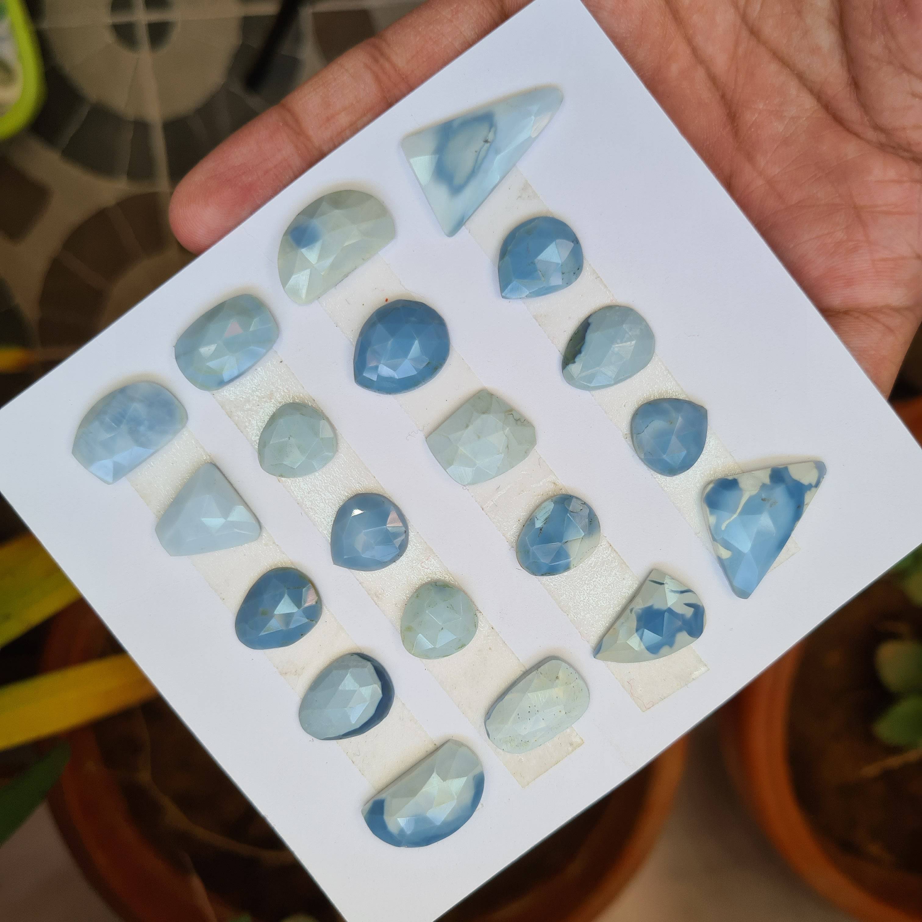 20 pcs Natural Blue Lace Opal Faceted Gemstones Fancy Shape, 12-26mm - The LabradoriteKing