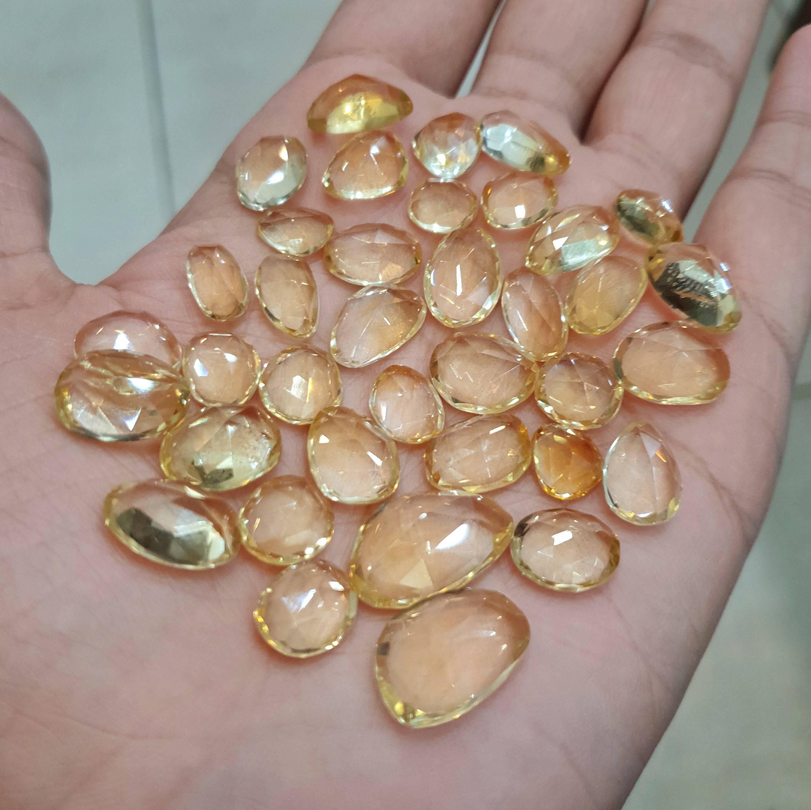 20 Pcs Natural Citrines Rosecuts | 9-14mm Sizes mi - The LabradoriteKing