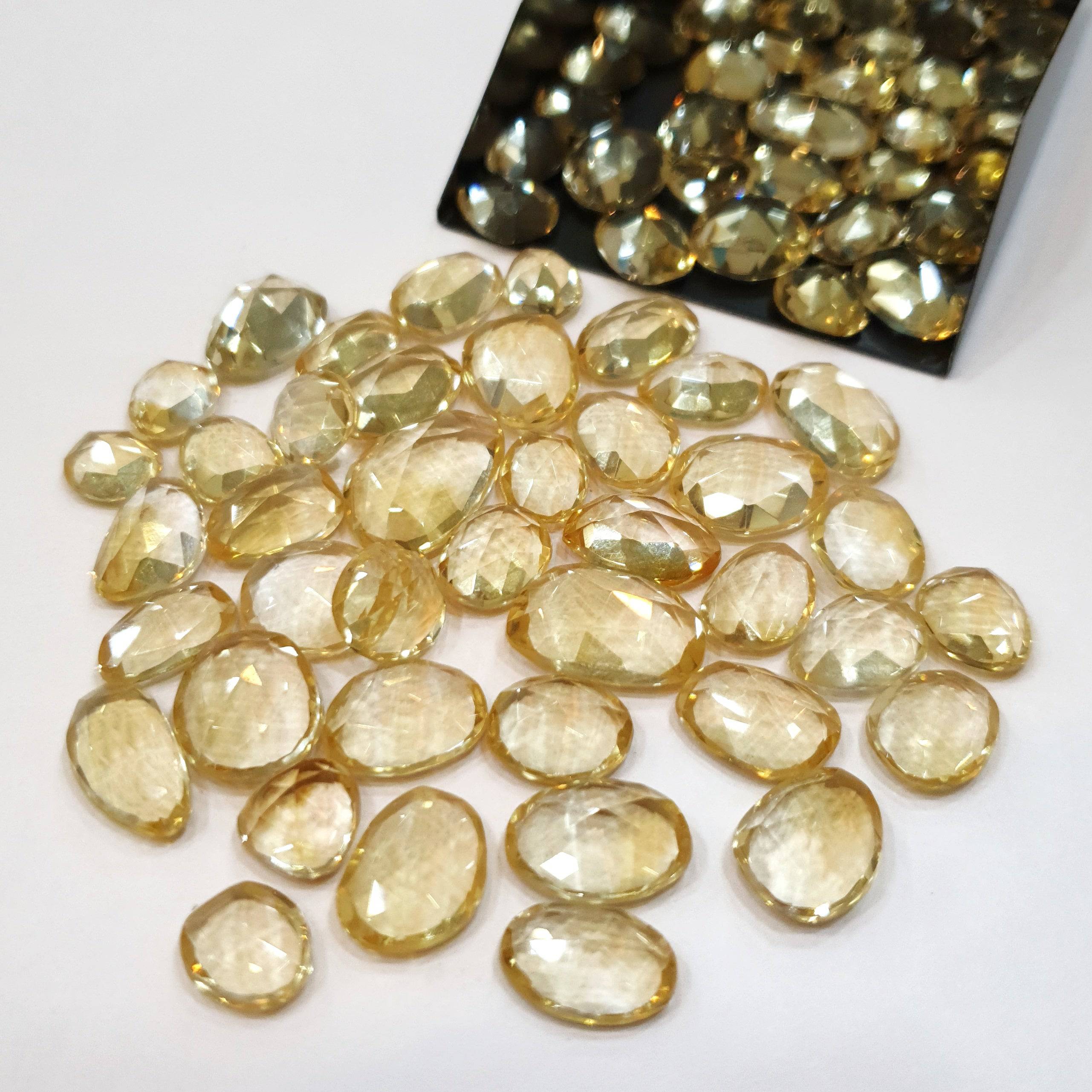20 Pcs Natural Citrines Rosecuts | 9-14mm Sizes mi - The LabradoriteKing