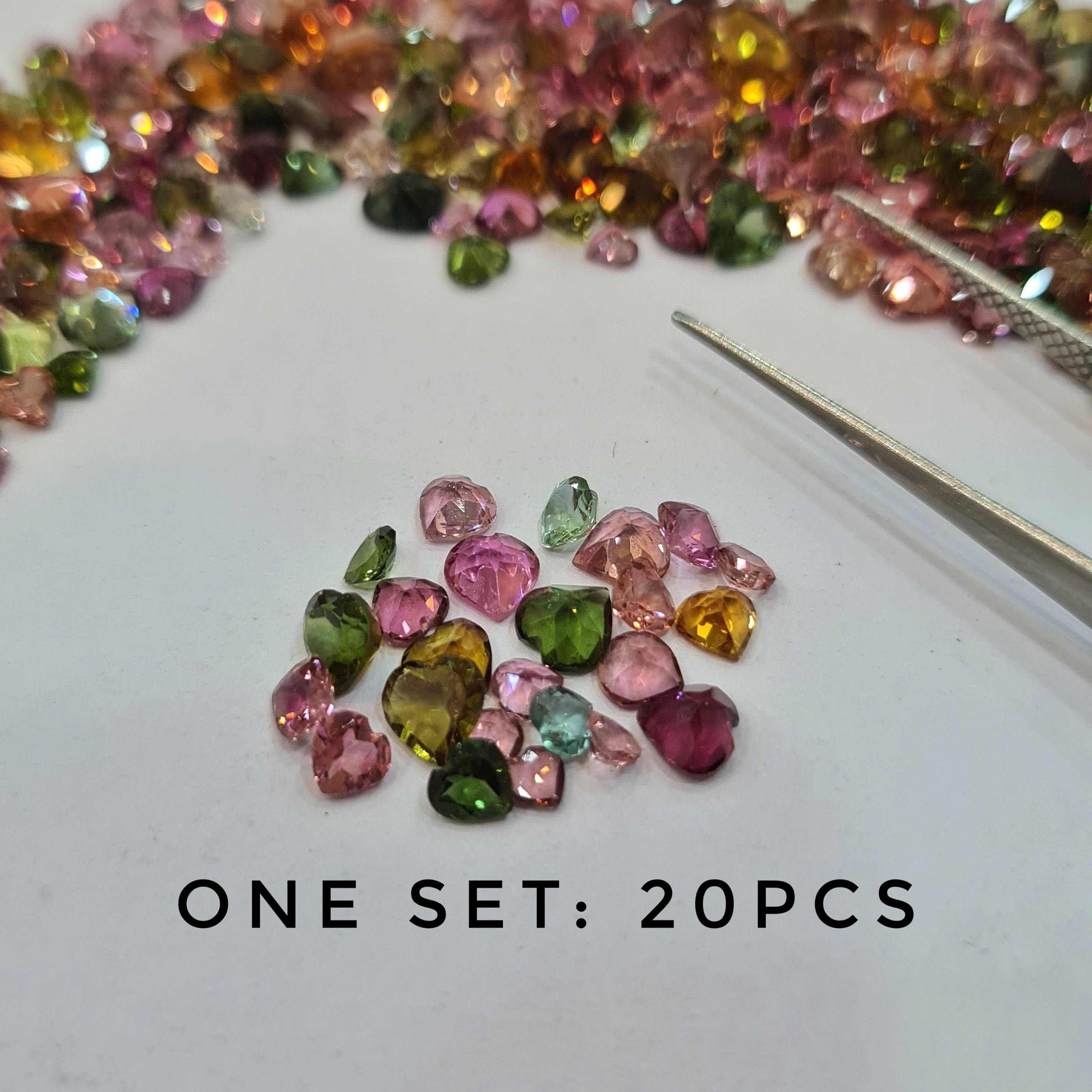 20 Pcs Tourmaline Hearts | 3-5mm Faceted Gemstones - The LabradoriteKing