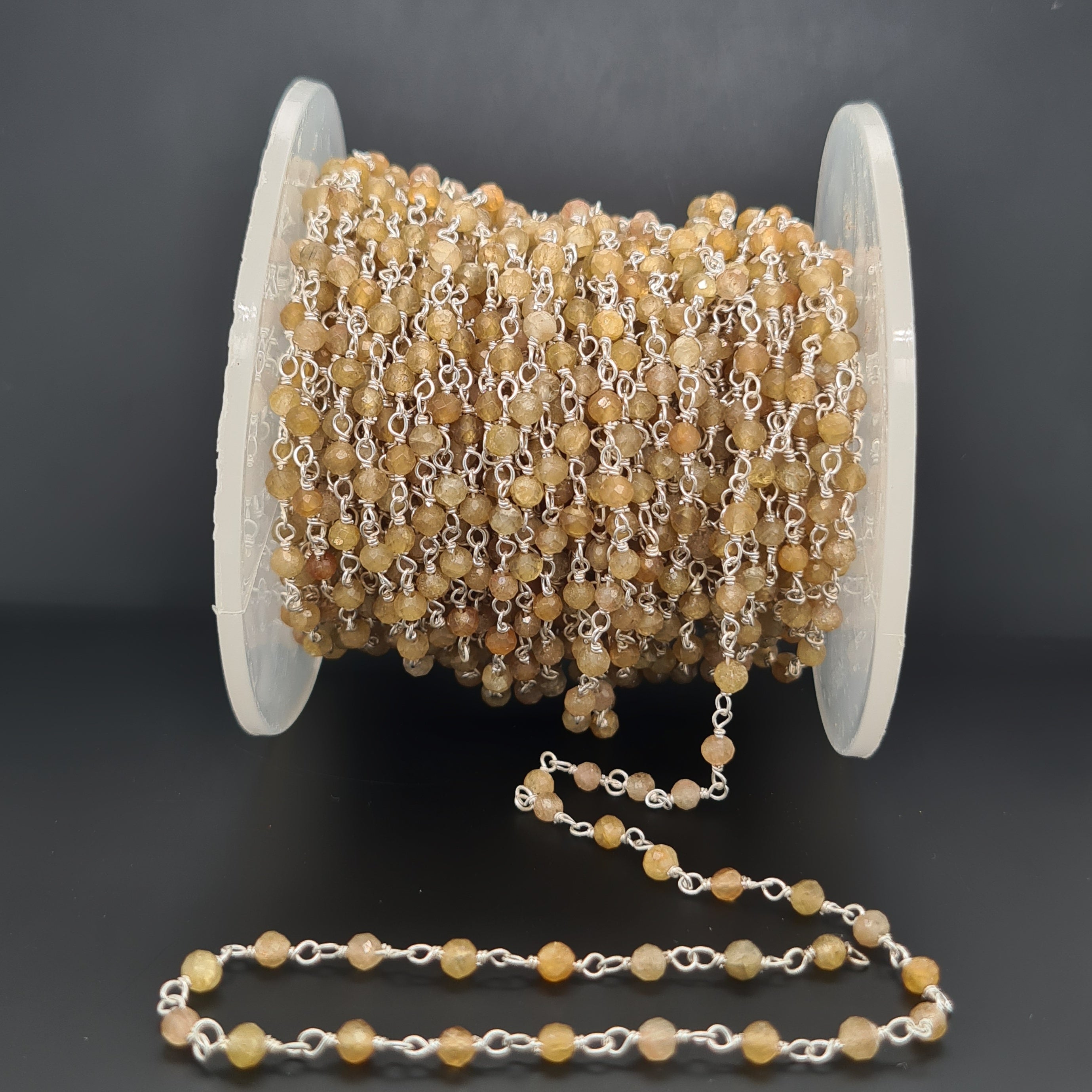 Grossular Garnet Chain on 925 Sterling Silver | 3mm | by Length - The LabradoriteKing