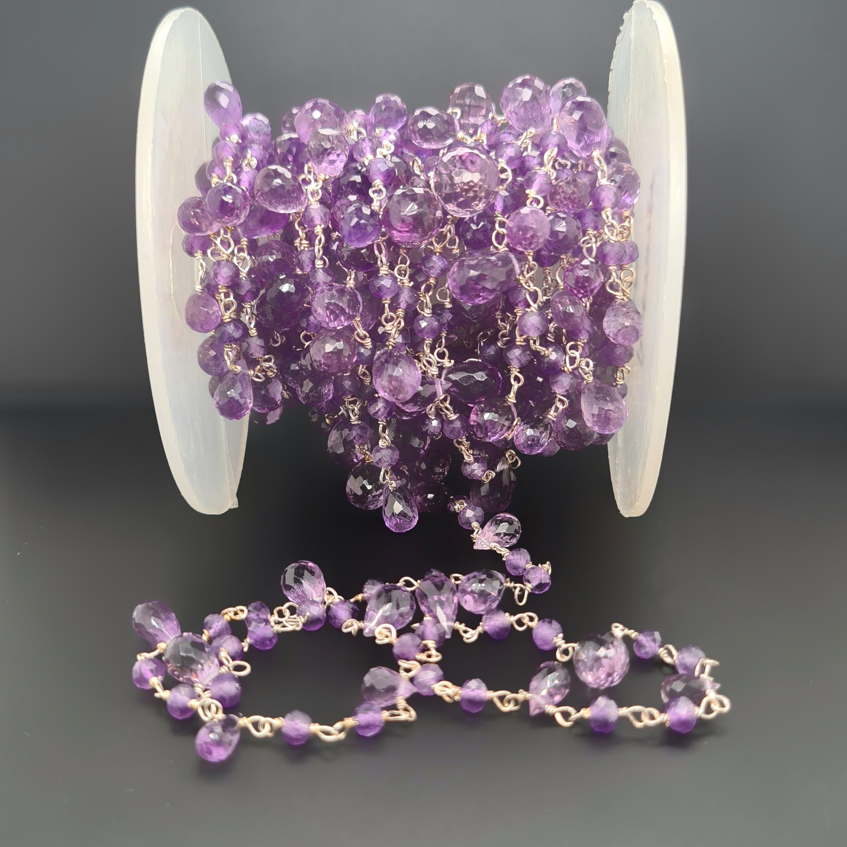 Amethyst Chain on 925 Sterling Silver | 4-11mm | by Length - The LabradoriteKing