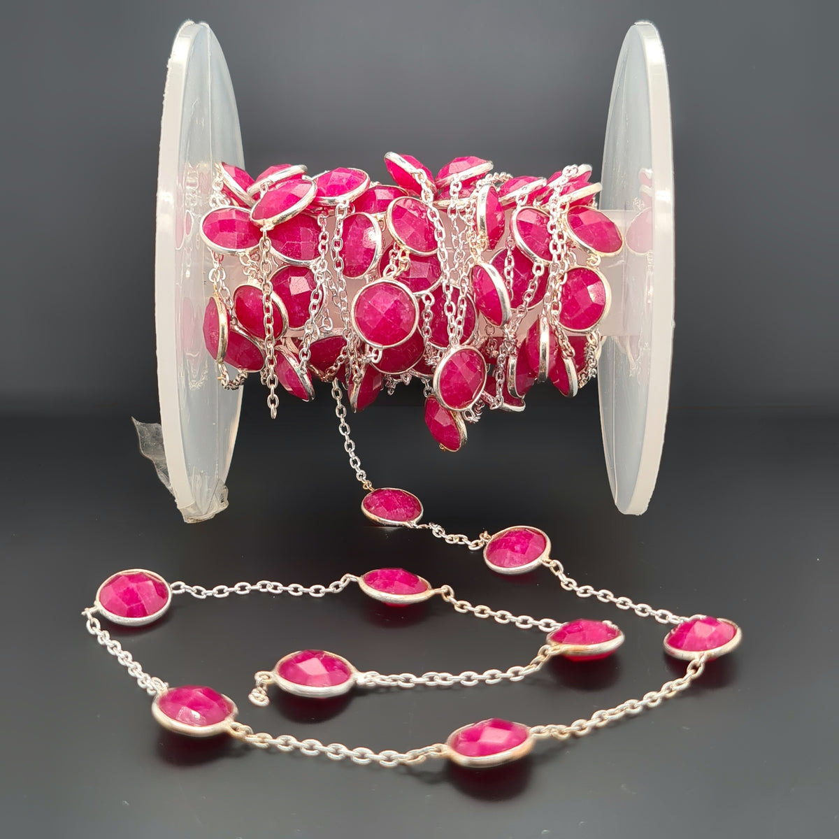 Natural Ruby Chain on 925 Sterling Silver | 9mm | by Length - The LabradoriteKing