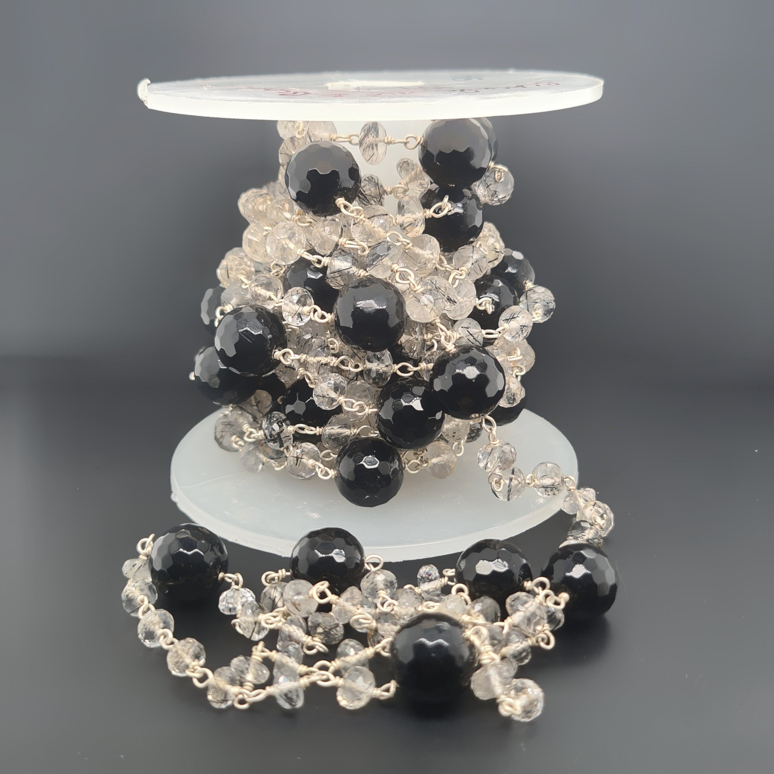 Black Rutile Black Onyx Chain on 925 Sterling Silver | 4-10mm | by Length - The LabradoriteKing