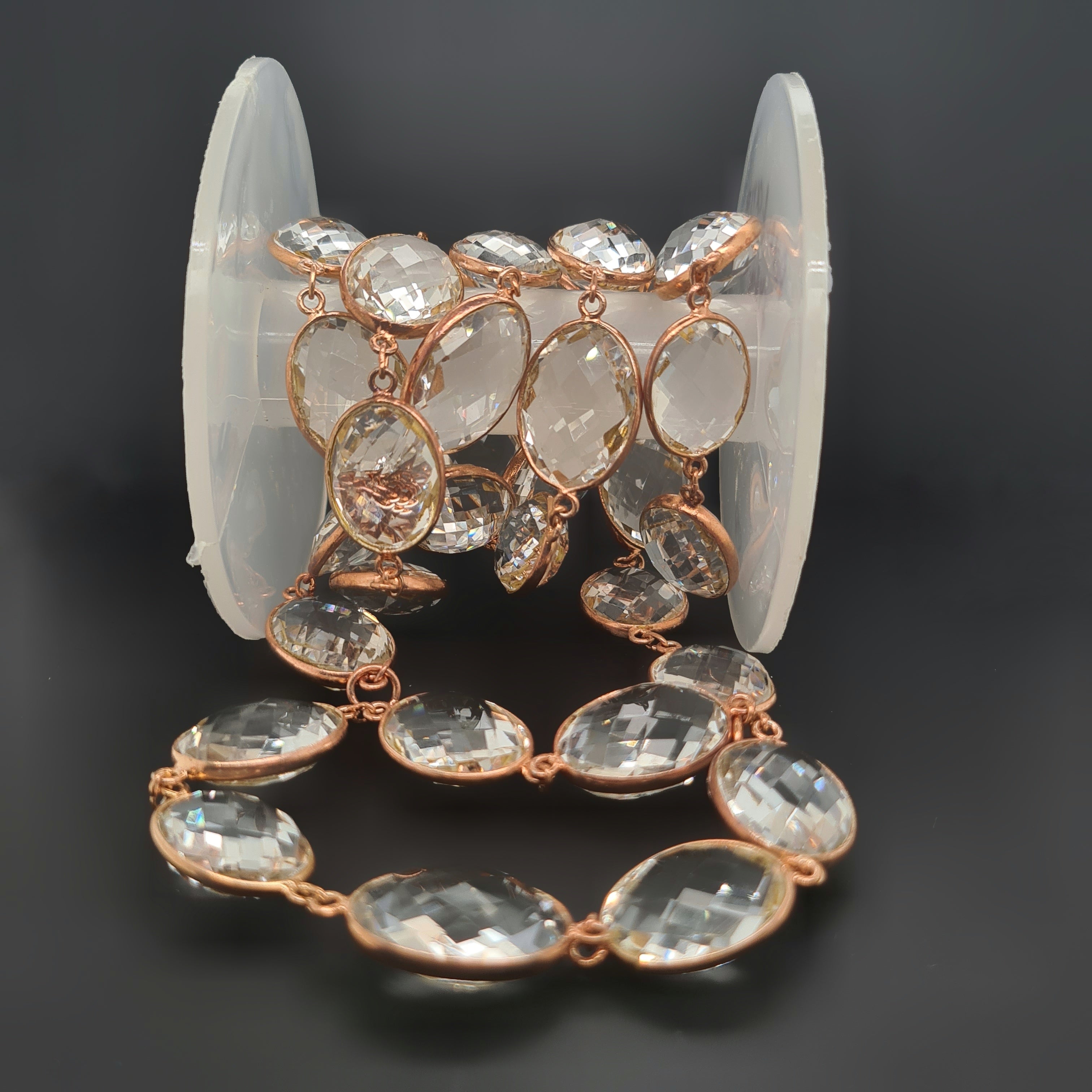 Rose Gold Pearl Crystal Chain on 925 Sterling Silver | 14mm | by Length - The LabradoriteKing