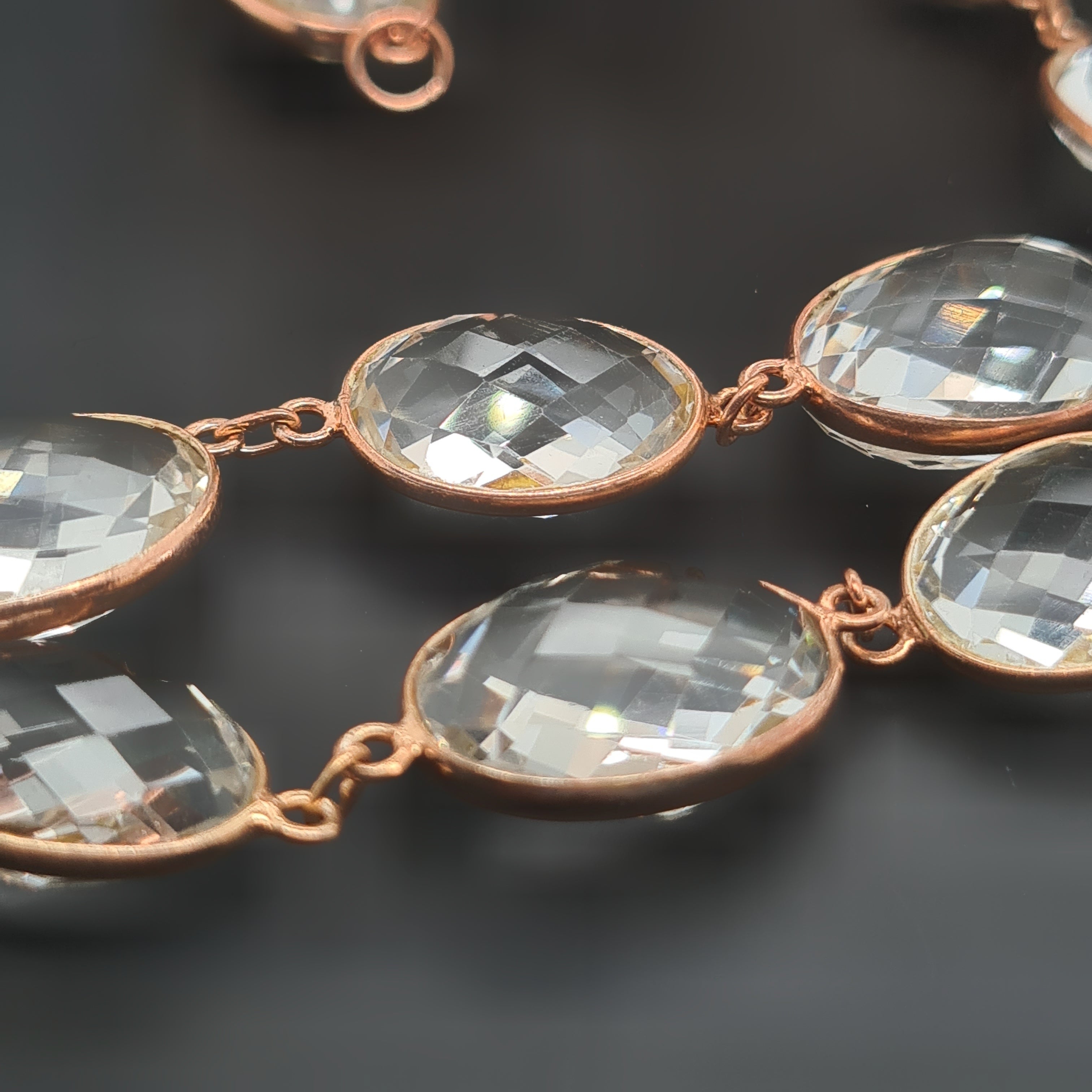 Rose Gold Pearl Crystal Chain on 925 Sterling Silver | 14mm | by Length - The LabradoriteKing