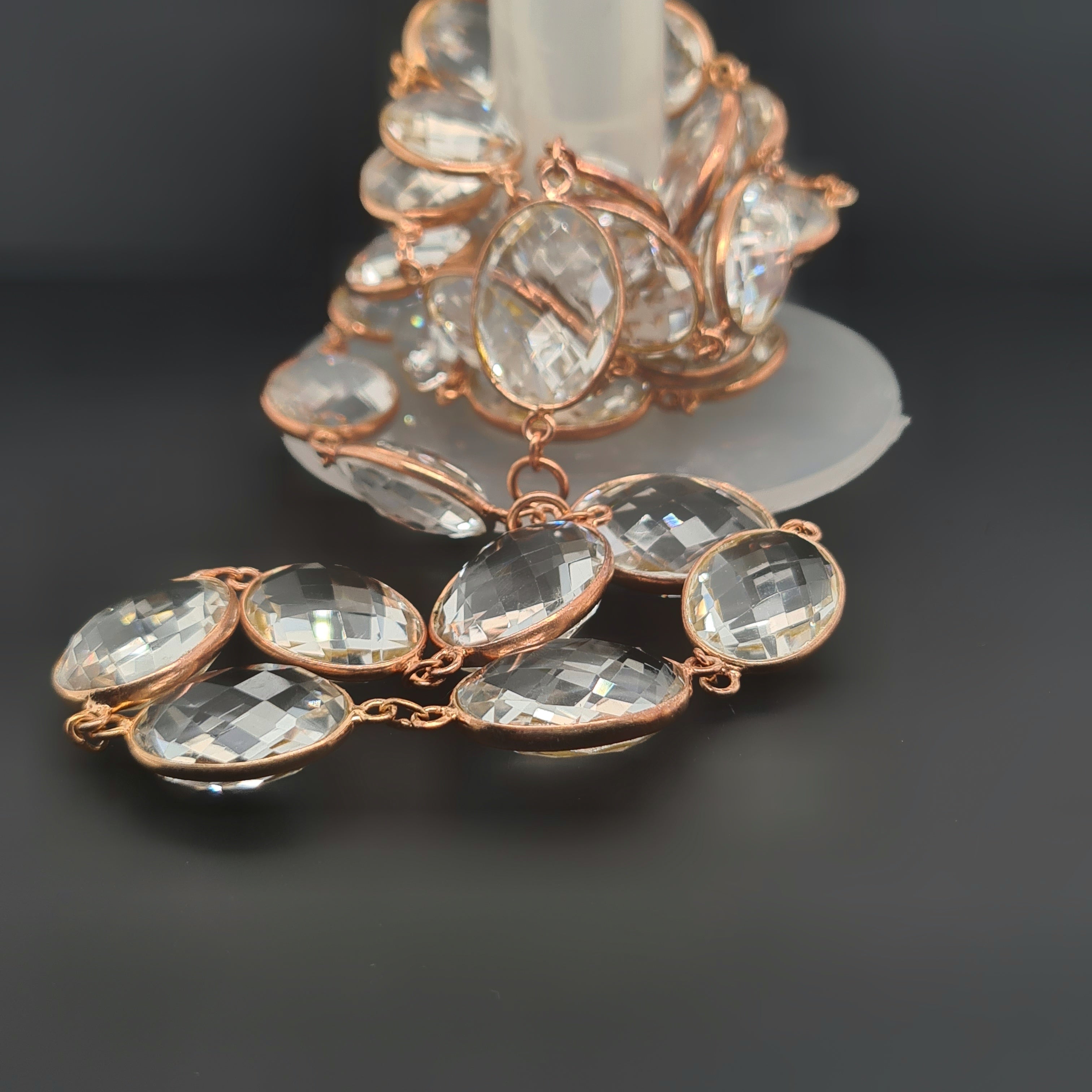 Rose Gold Pearl Crystal Chain on 925 Sterling Silver | 14mm | by Length - The LabradoriteKing