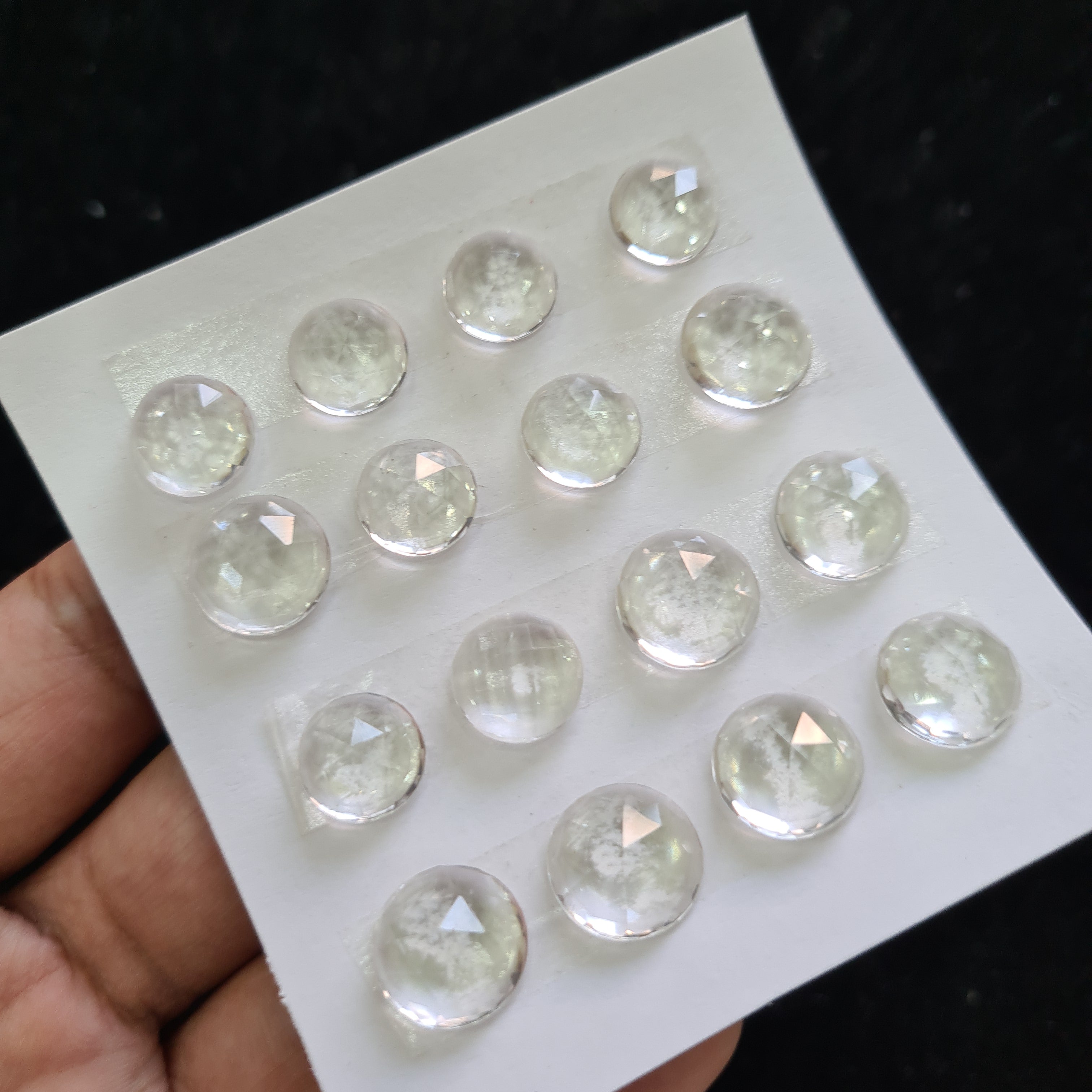 1Card, 16 Pcs Natural Crystal Rosecut Gemstones | Round Shape, 11-14mm Size, - The LabradoriteKing