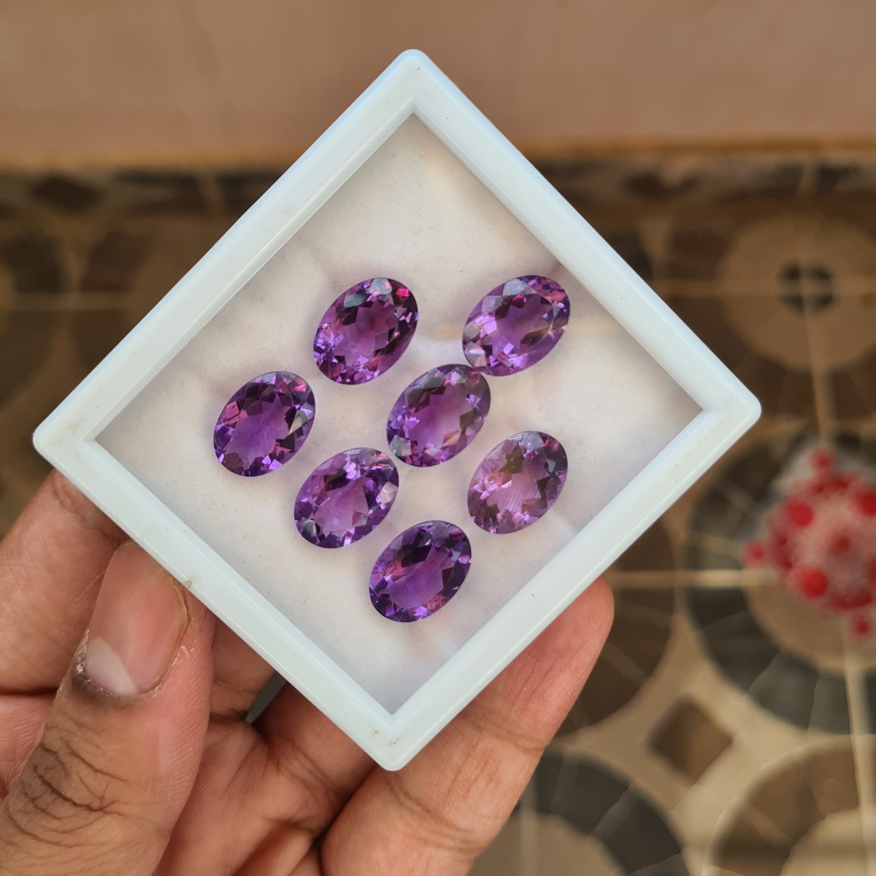 7 Pcs Natural Amethyst Cut Loose Faceted Gemstone Oval Shape Size: 14x10mm - The LabradoriteKing