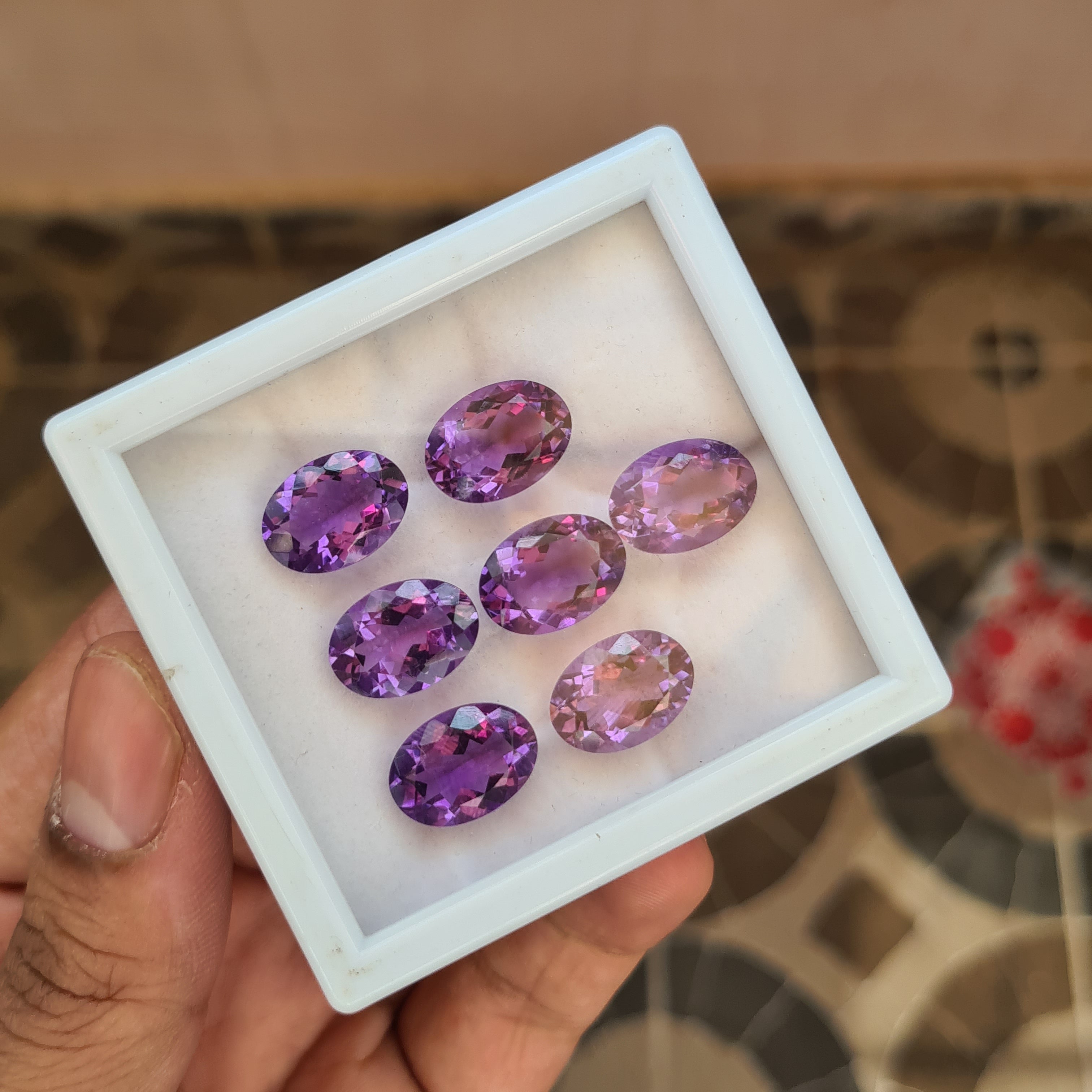 7 Pcs Natural Amethyst Cut Loose Faceted Gemstone Oval Shape Size: 14x10mm - The LabradoriteKing